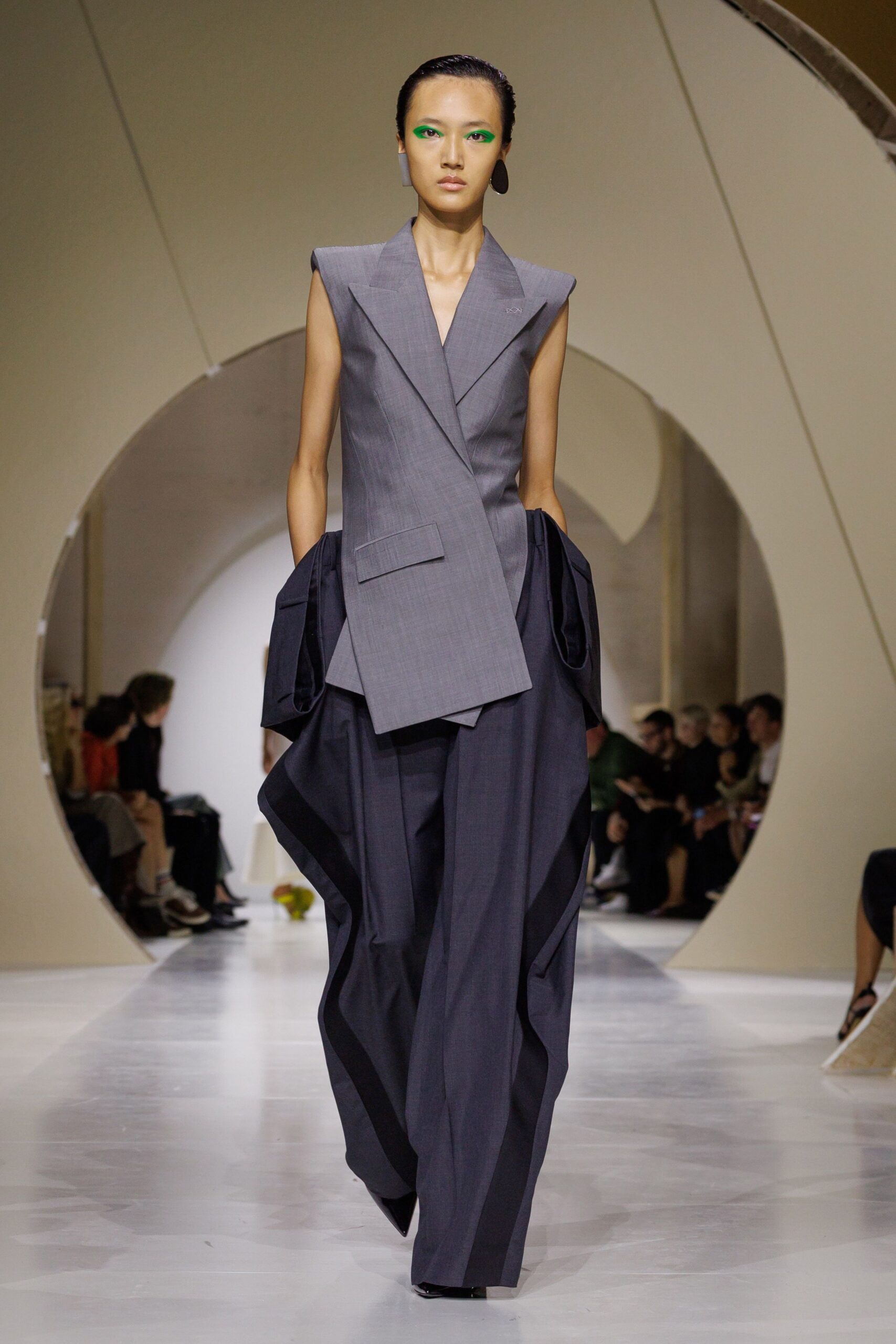 asymmetric tailored sleeveless jumpsuit