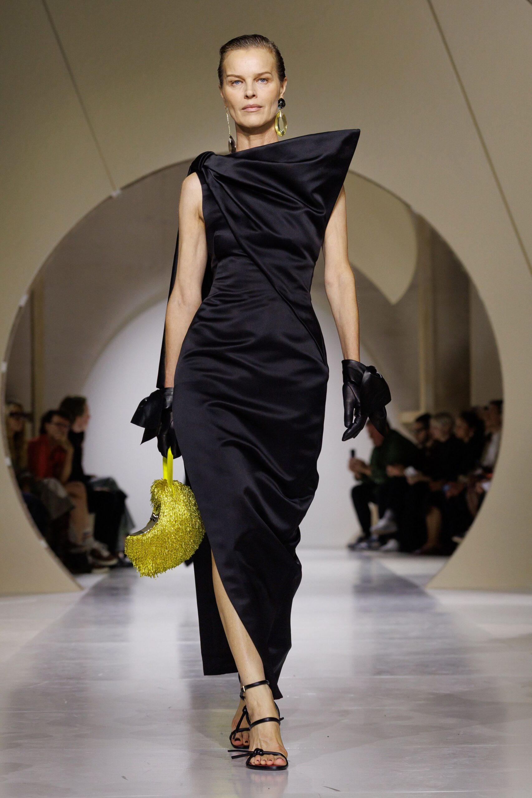 black leather gloves