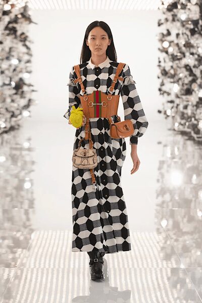 black long-sleeve collared printed buttoned maxi maxi-dress