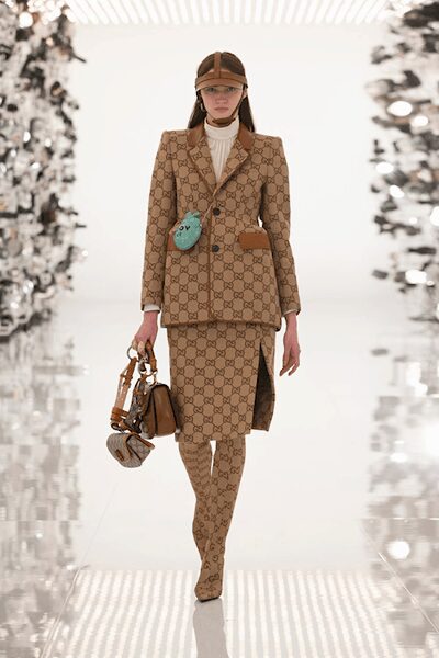 brown long-sleeve collared tailored animal-print buttoned blazer