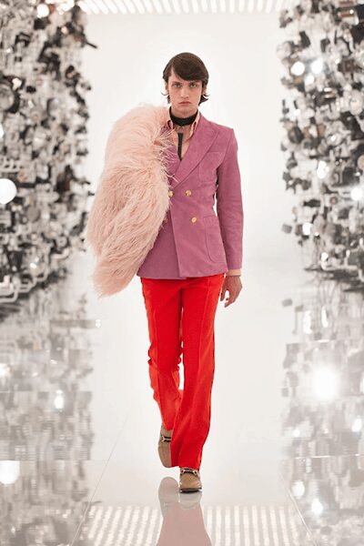 pink double-breasted long-sleeve tailored buttoned blazer