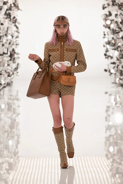 brown knit long-sleeve high-neck fitted zippered printed romper