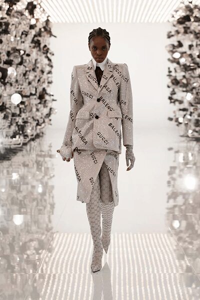 white sequin long-sleeve collared tailored printed buttoned blazer