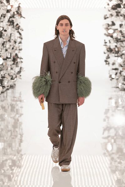 brown wool double-breasted long-sleeve tailored buttoned embellished blazer