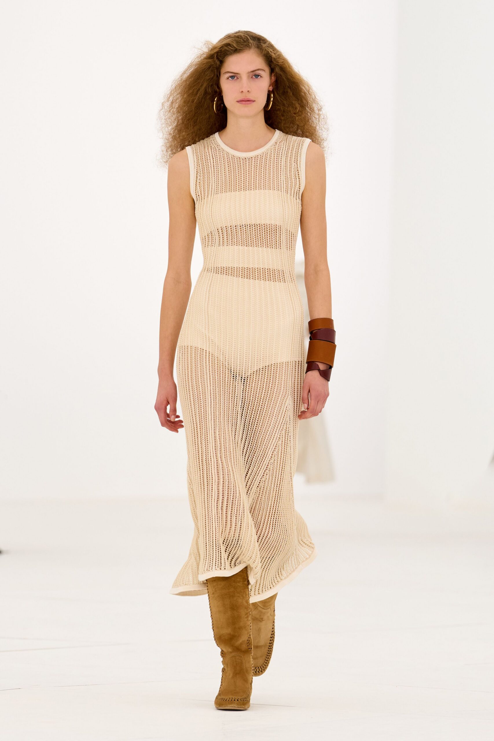 ivory open-knit maxi dress