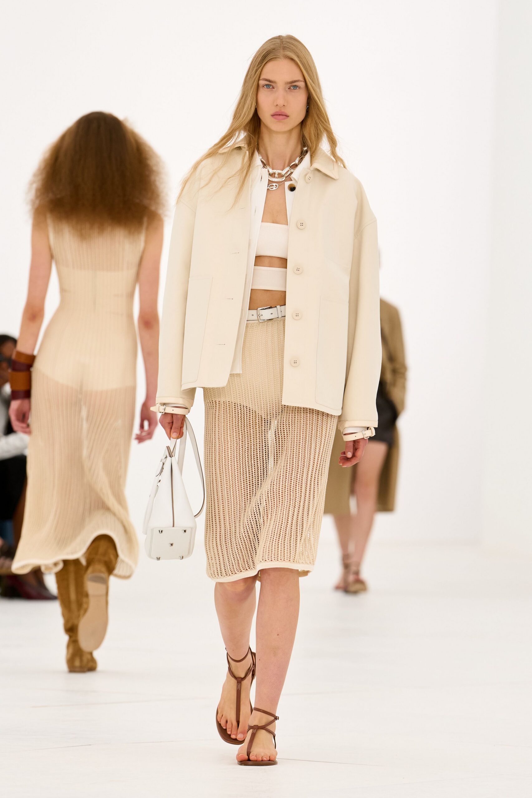 ivory leather oversized jacket