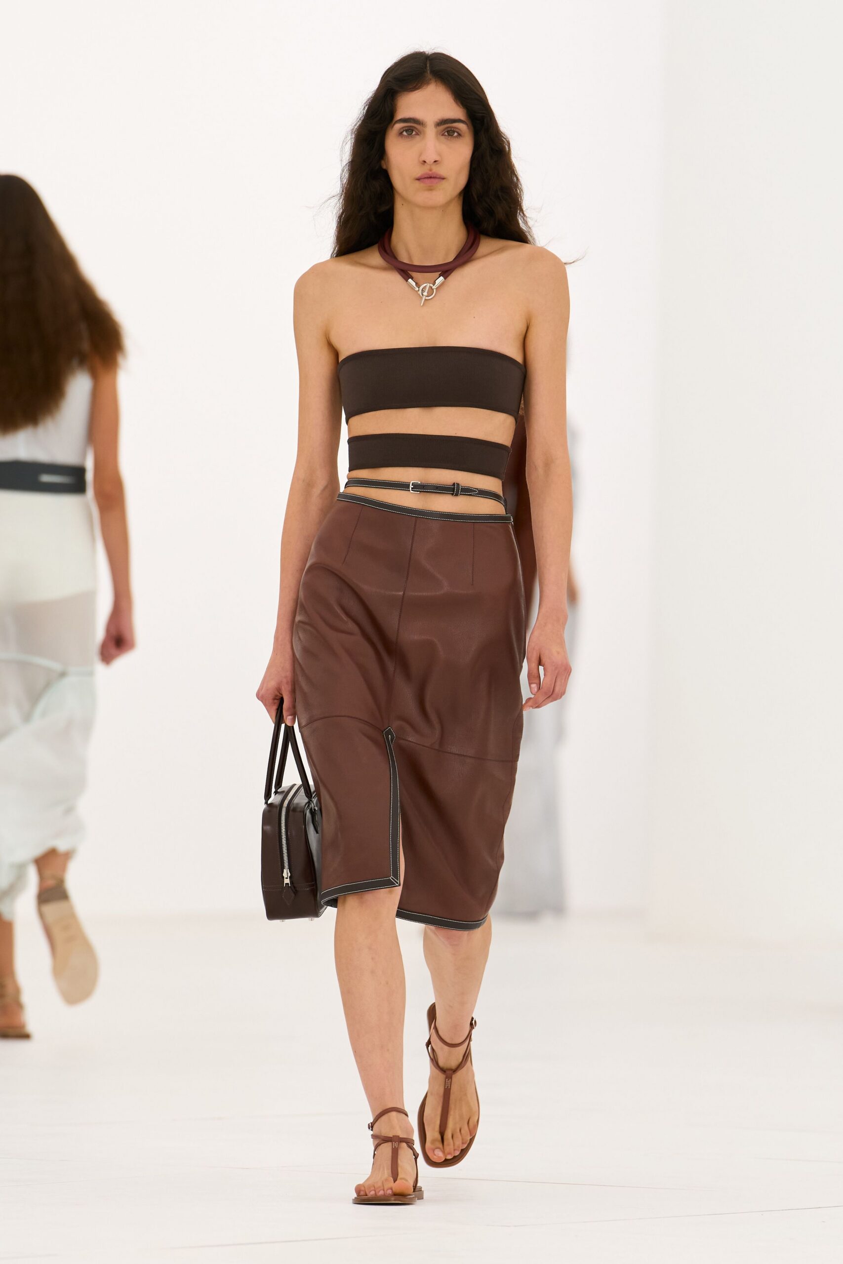 brown leather pencil skirt