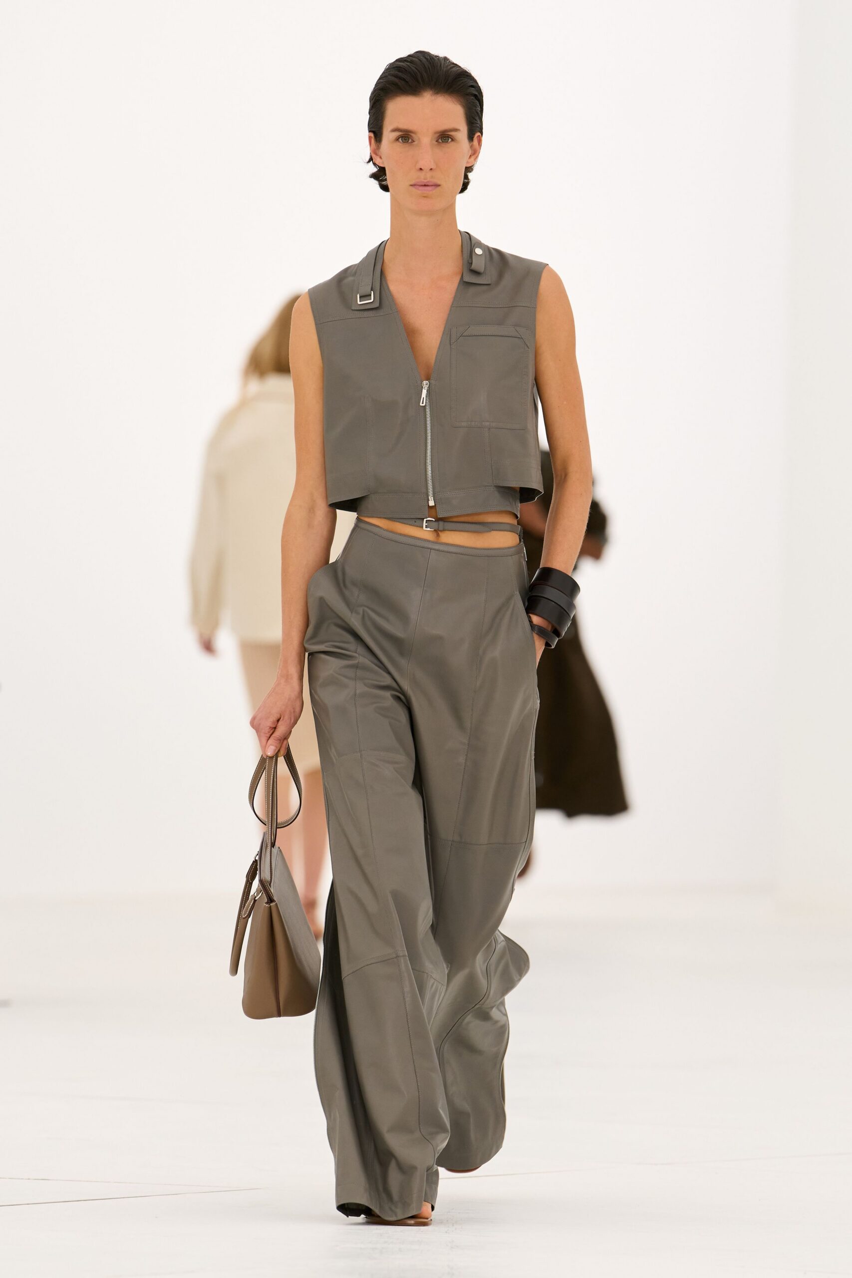 cropped leather utility vest