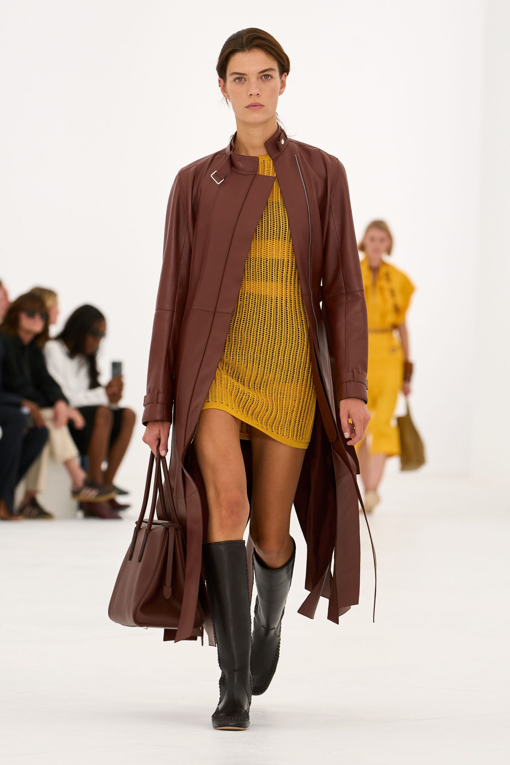 brown leather moto coat