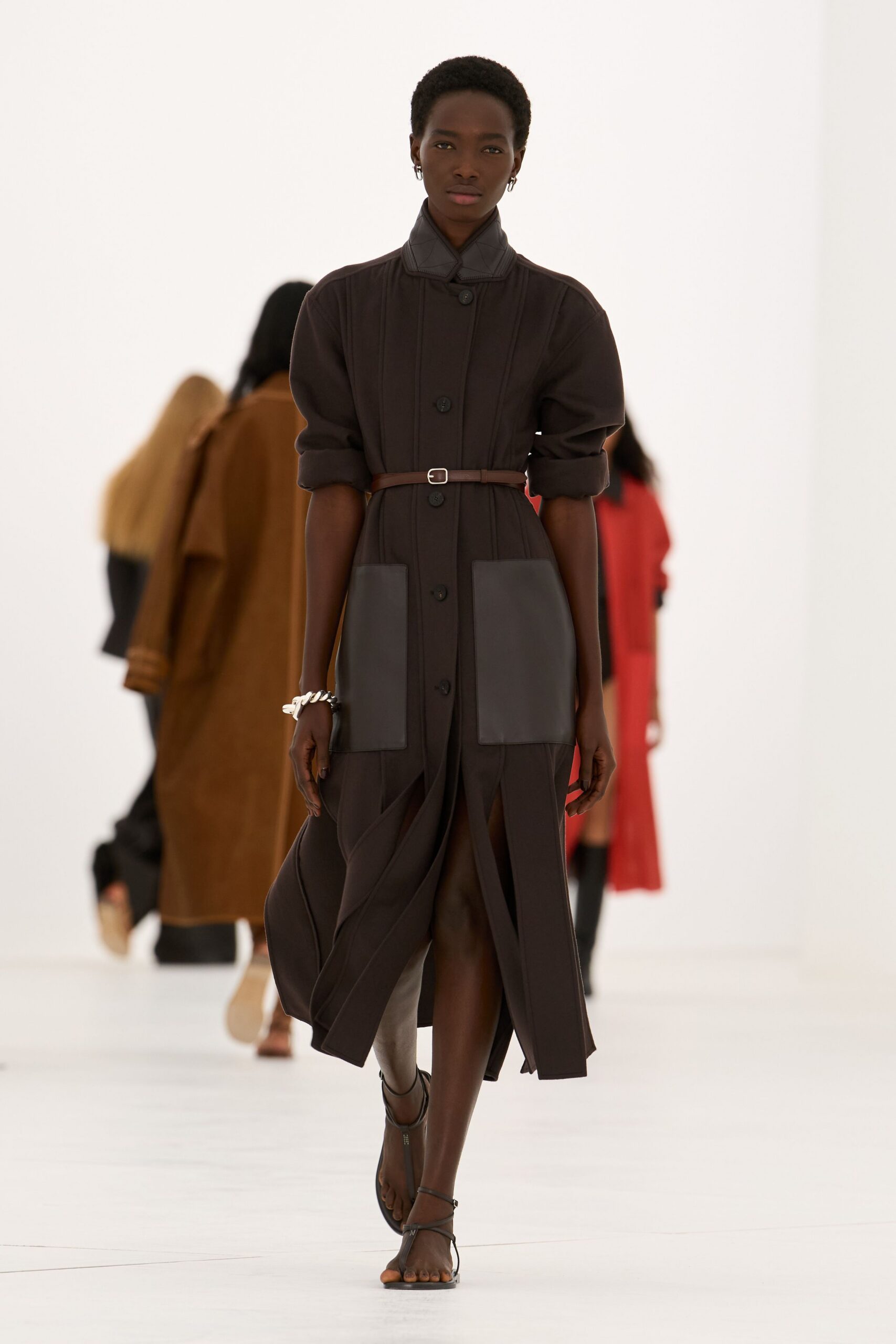 brown belted coat dress