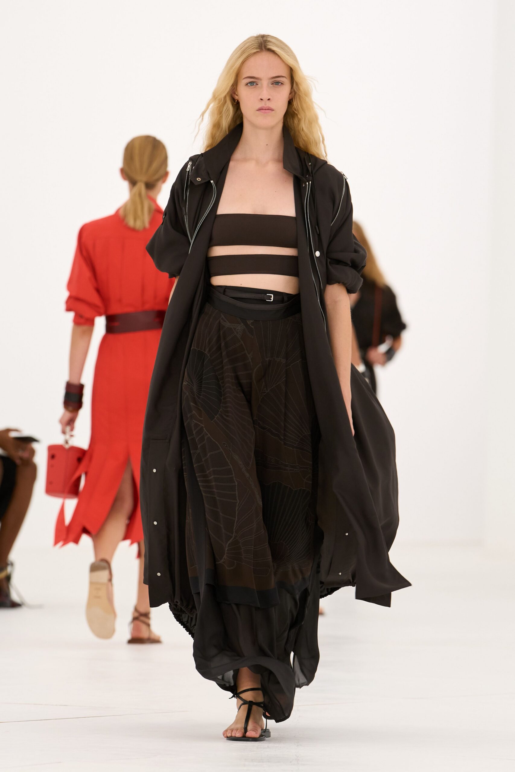 black sheer layered maxi skirt