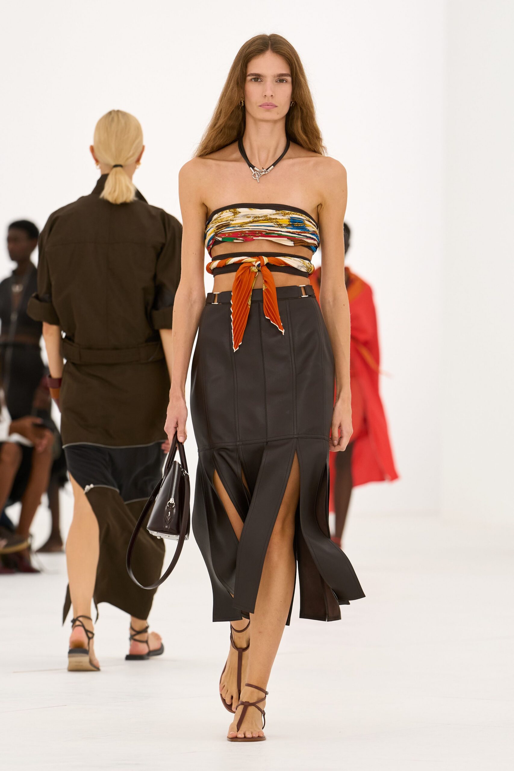 scarf-style strapless wrap top
