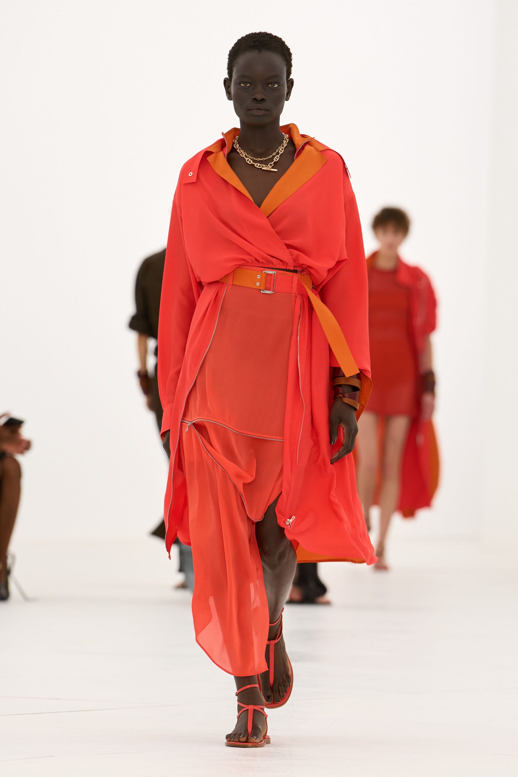 draped belted chiffon wrap dress