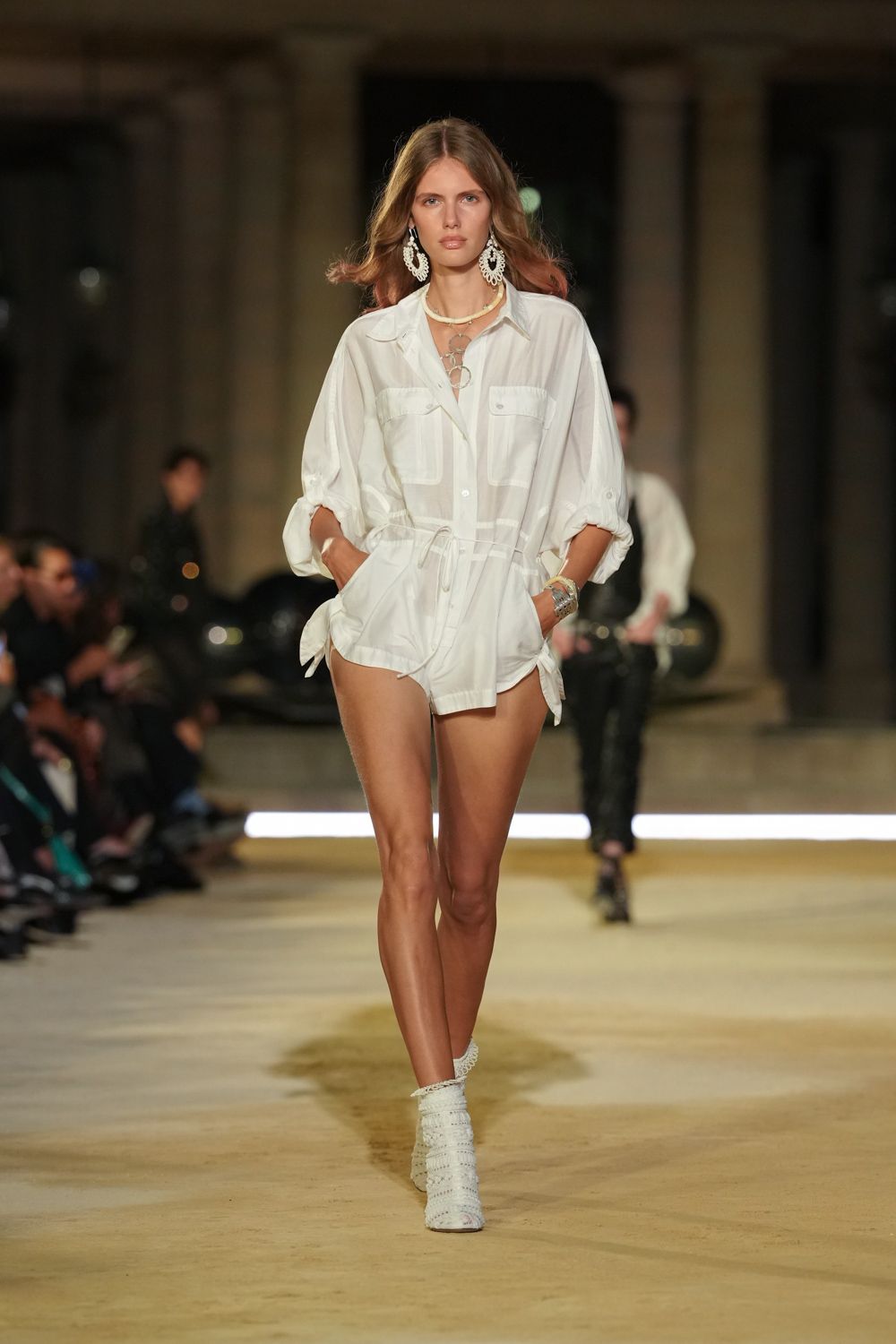 sheer white utility romper