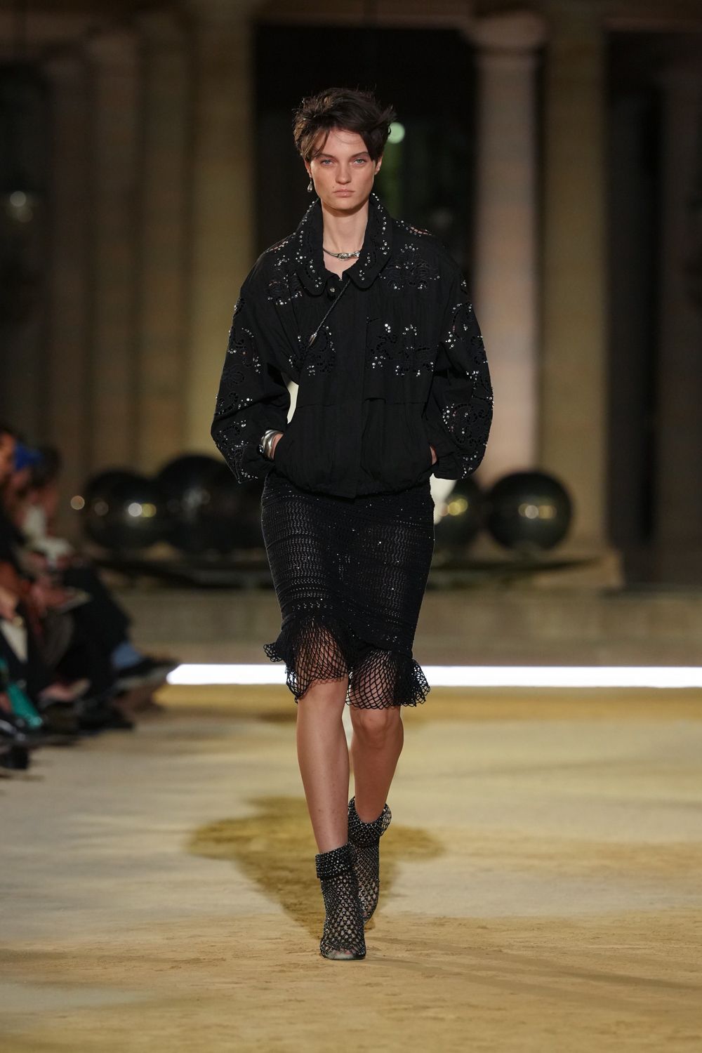 black sequined blouson jacket
