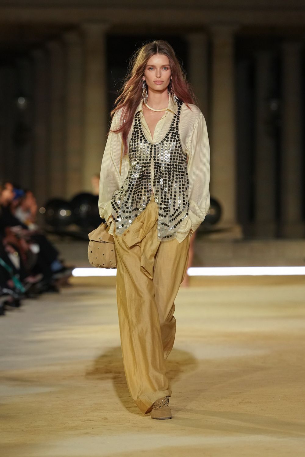 silver sequin mesh vest