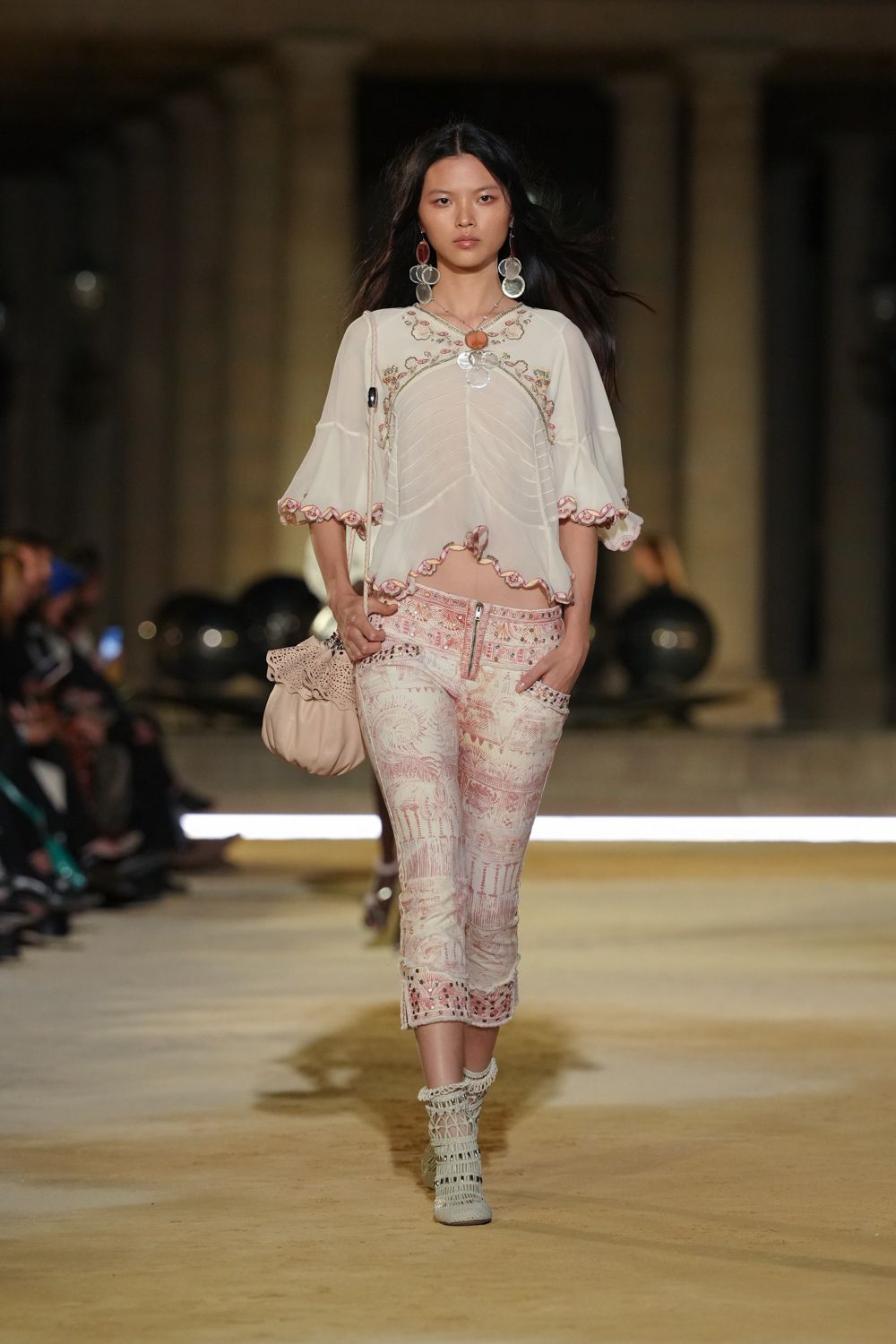 embroidered sheer chiffon blouse