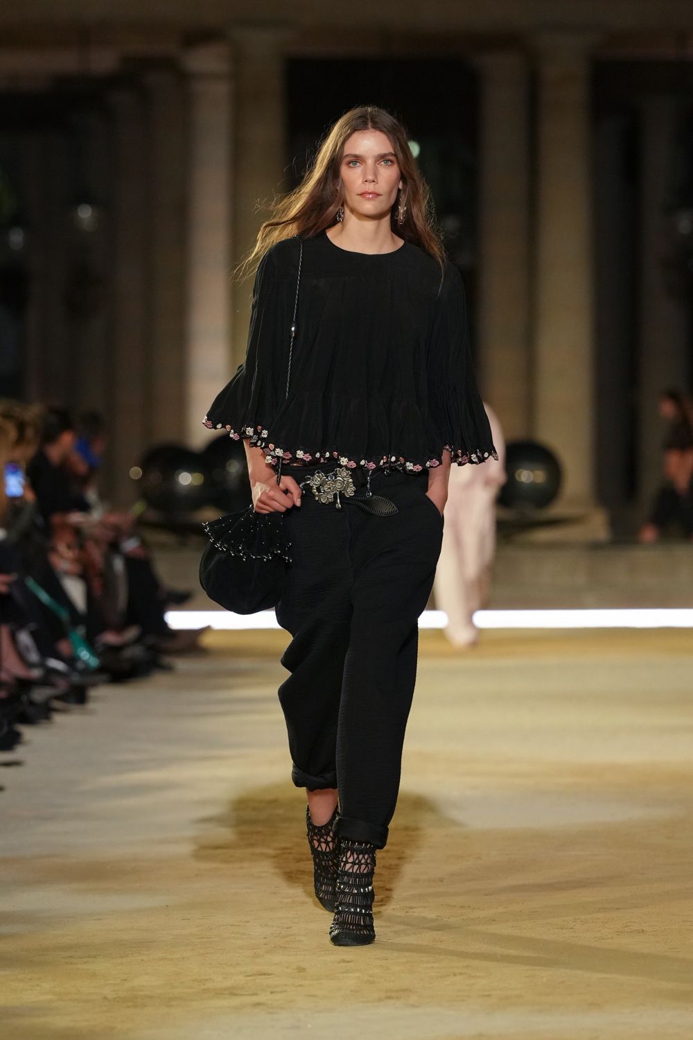 black leather embellished belt