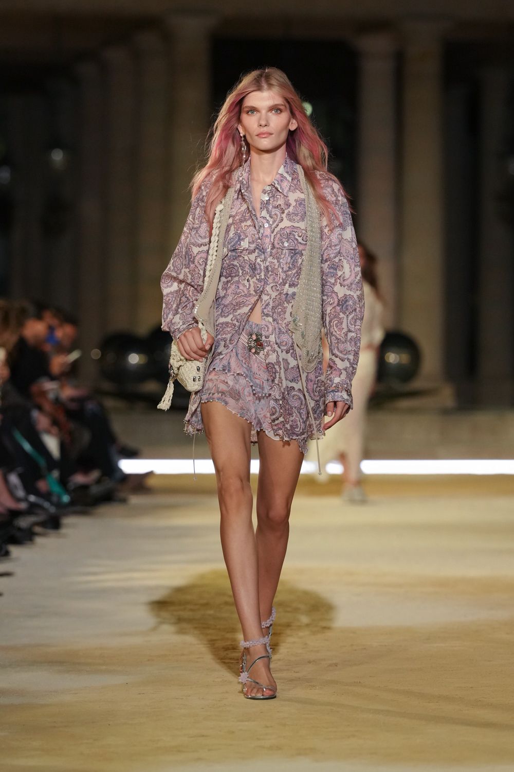 paisley chiffon shirt dress