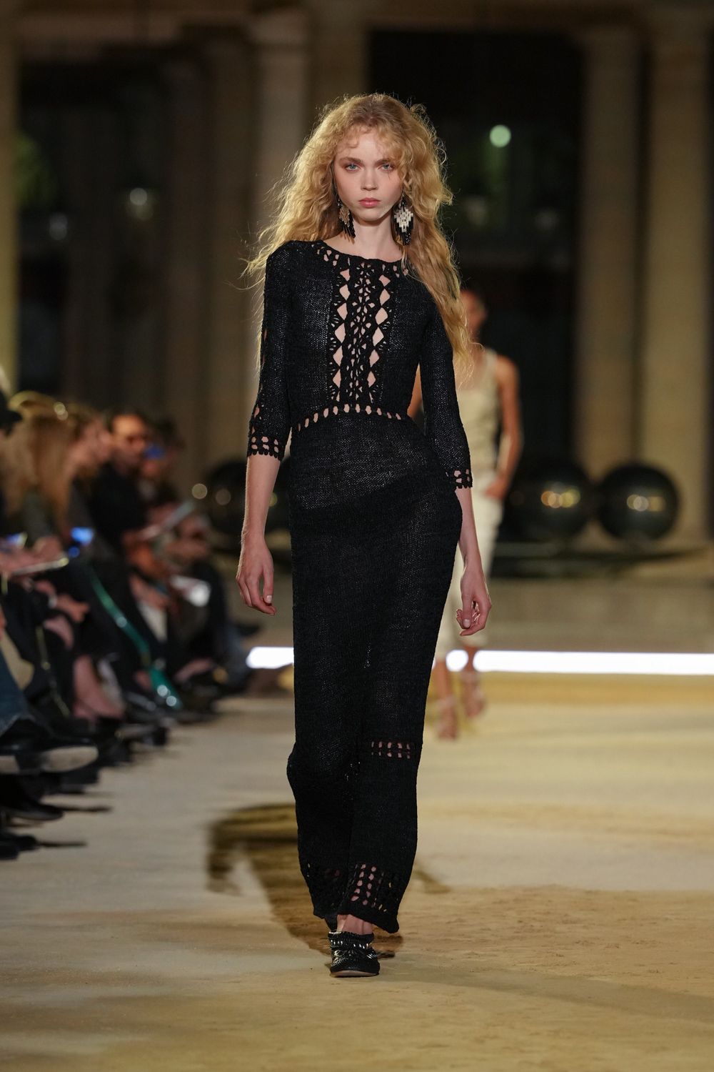 black crocheted cutout jumpsuit