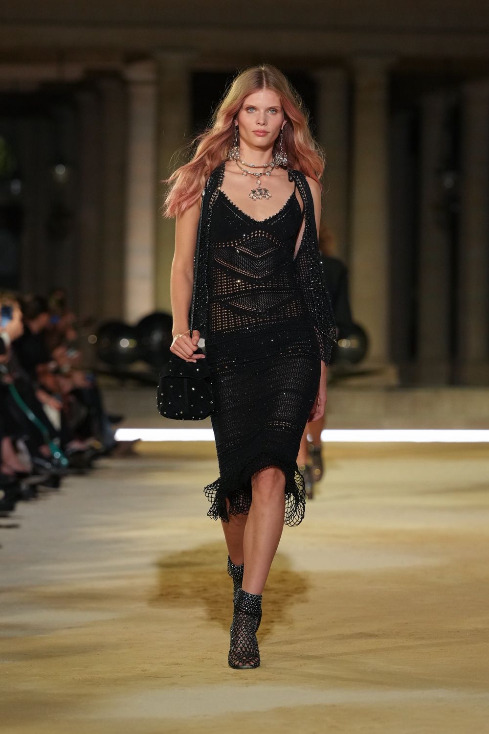 black crochet slip dress
