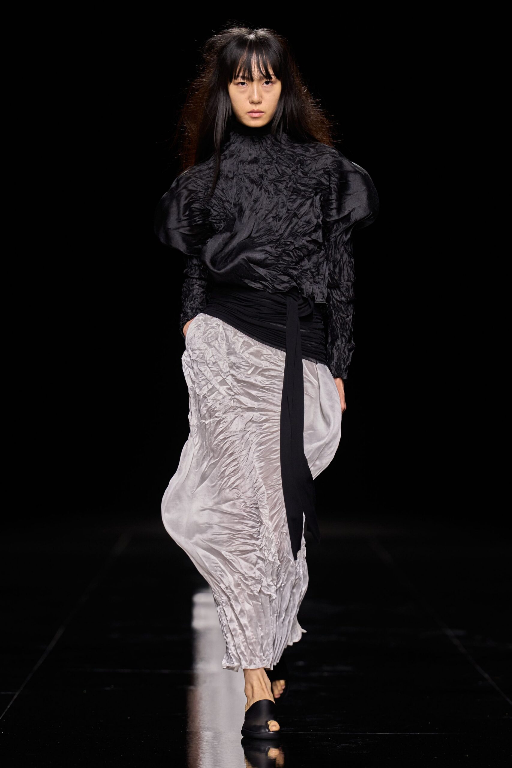 ruched high-neck blouse