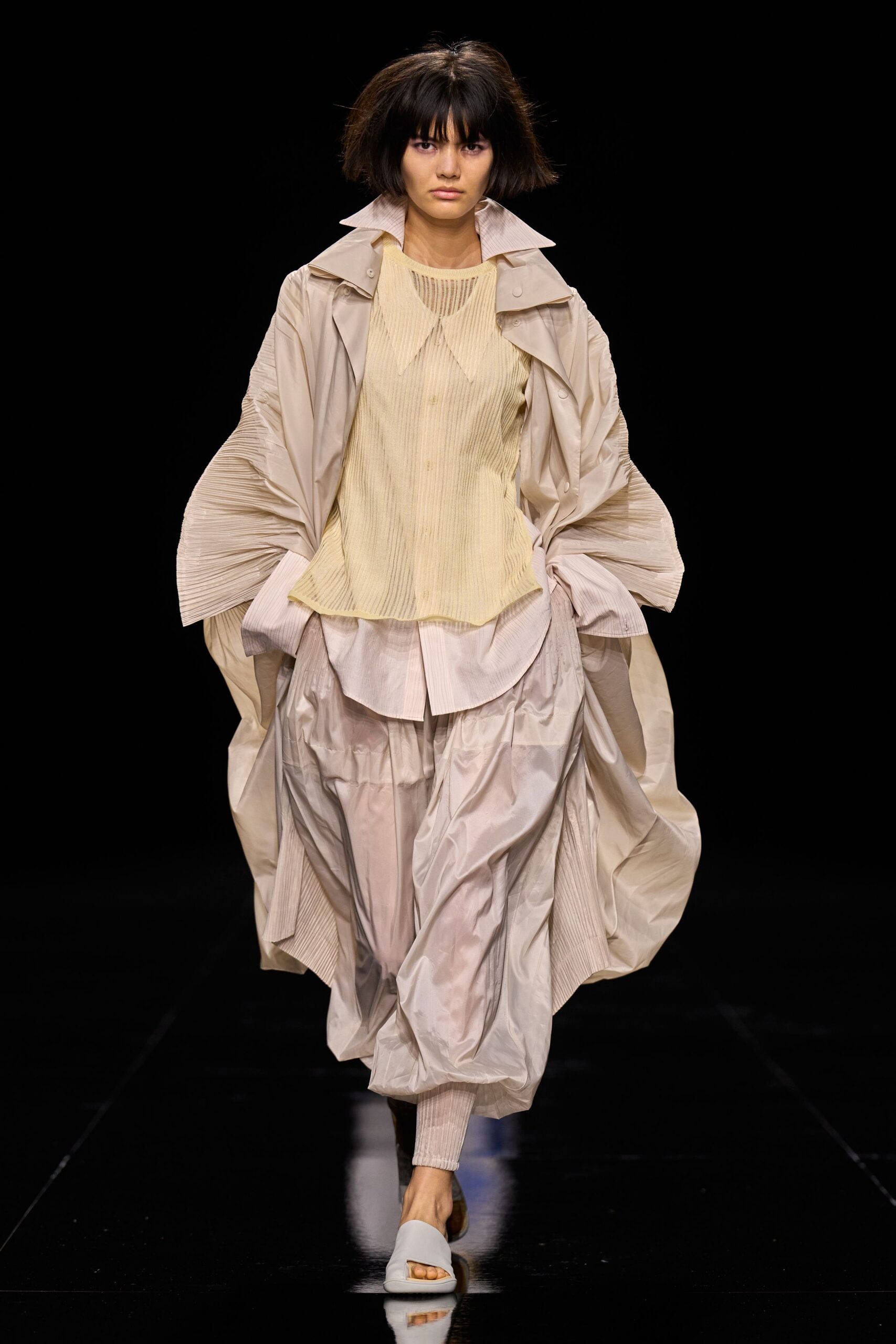 voluminous pleated cocoon coat