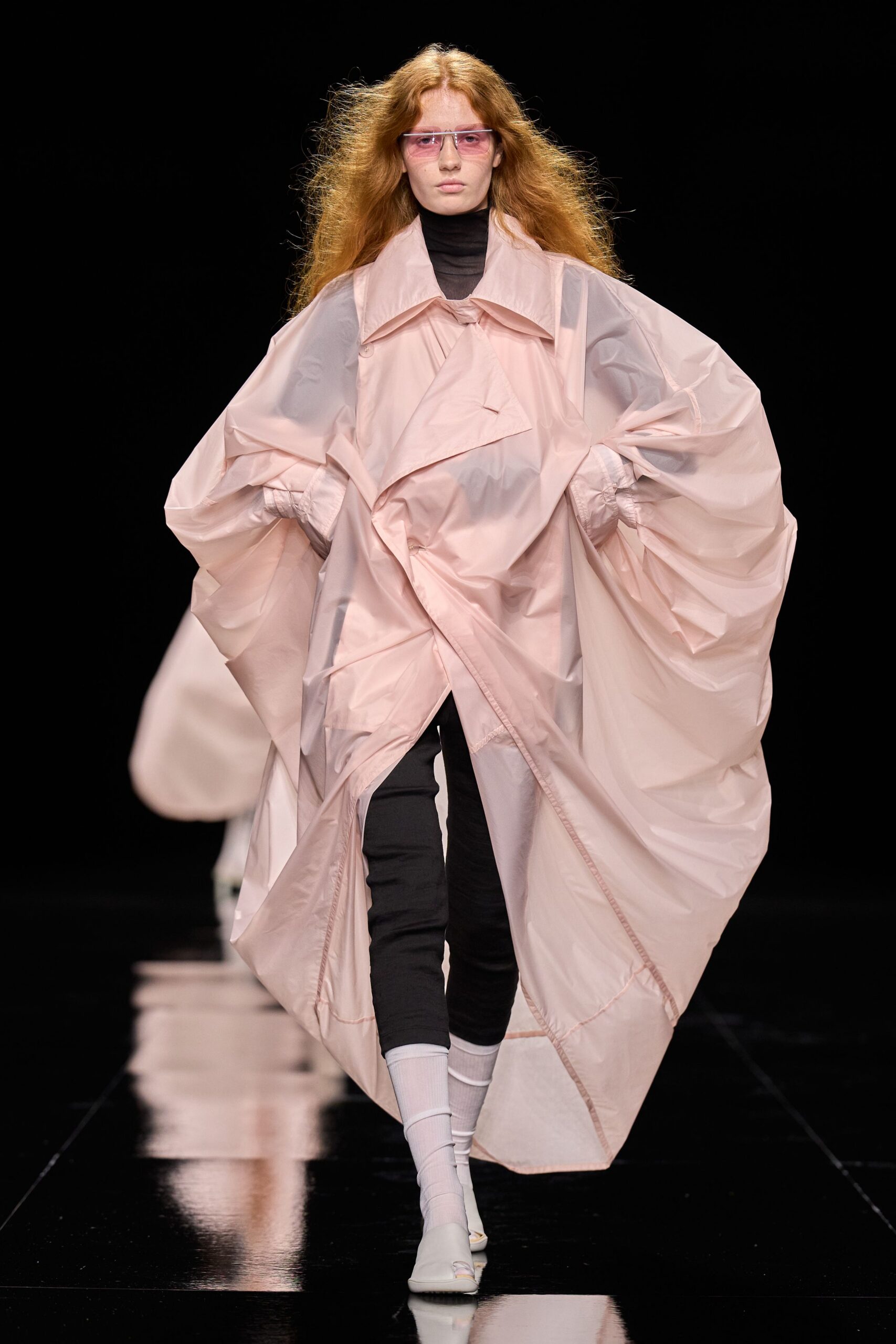 oversized sheer pink cocoon coat