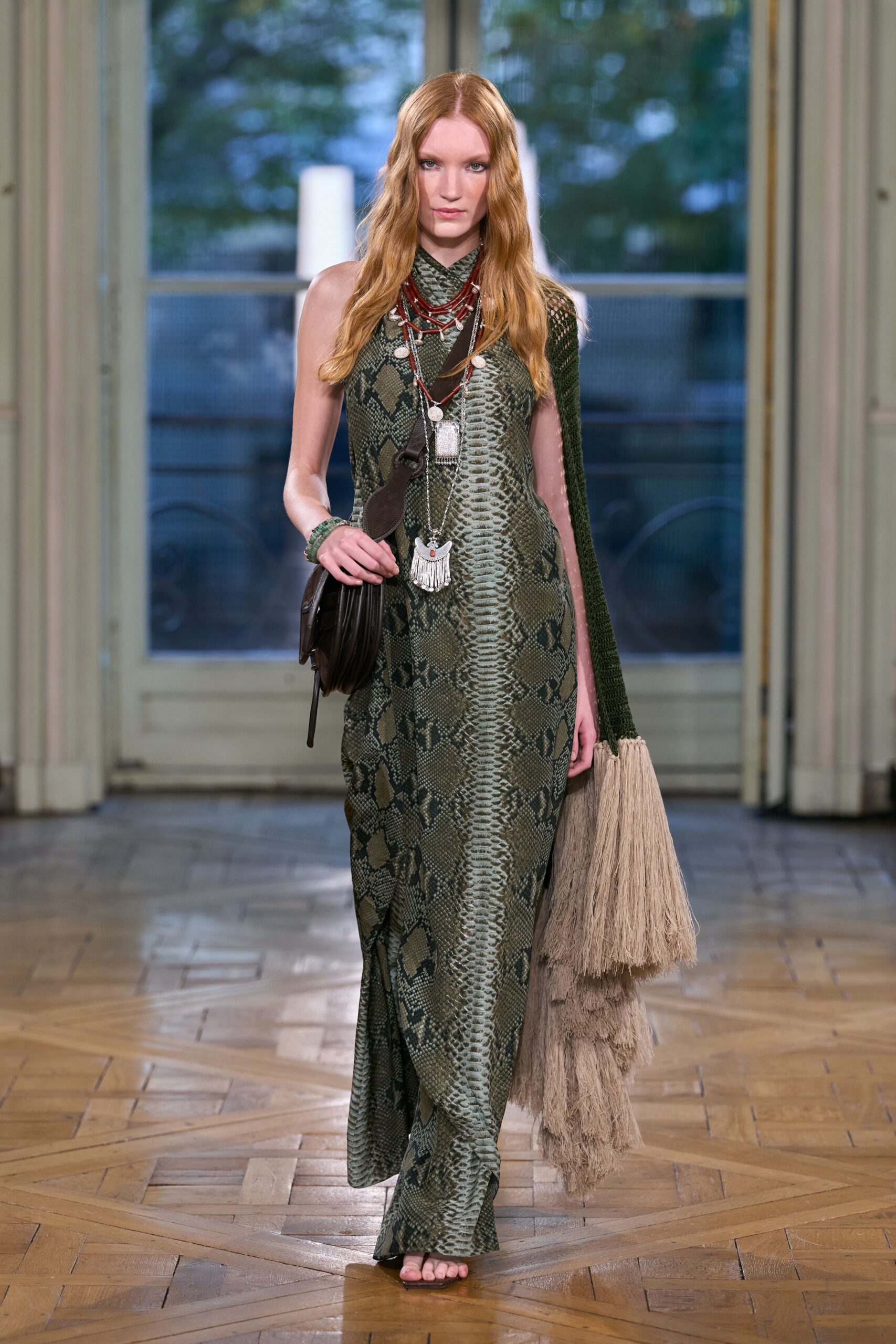 python-print halter evening gown