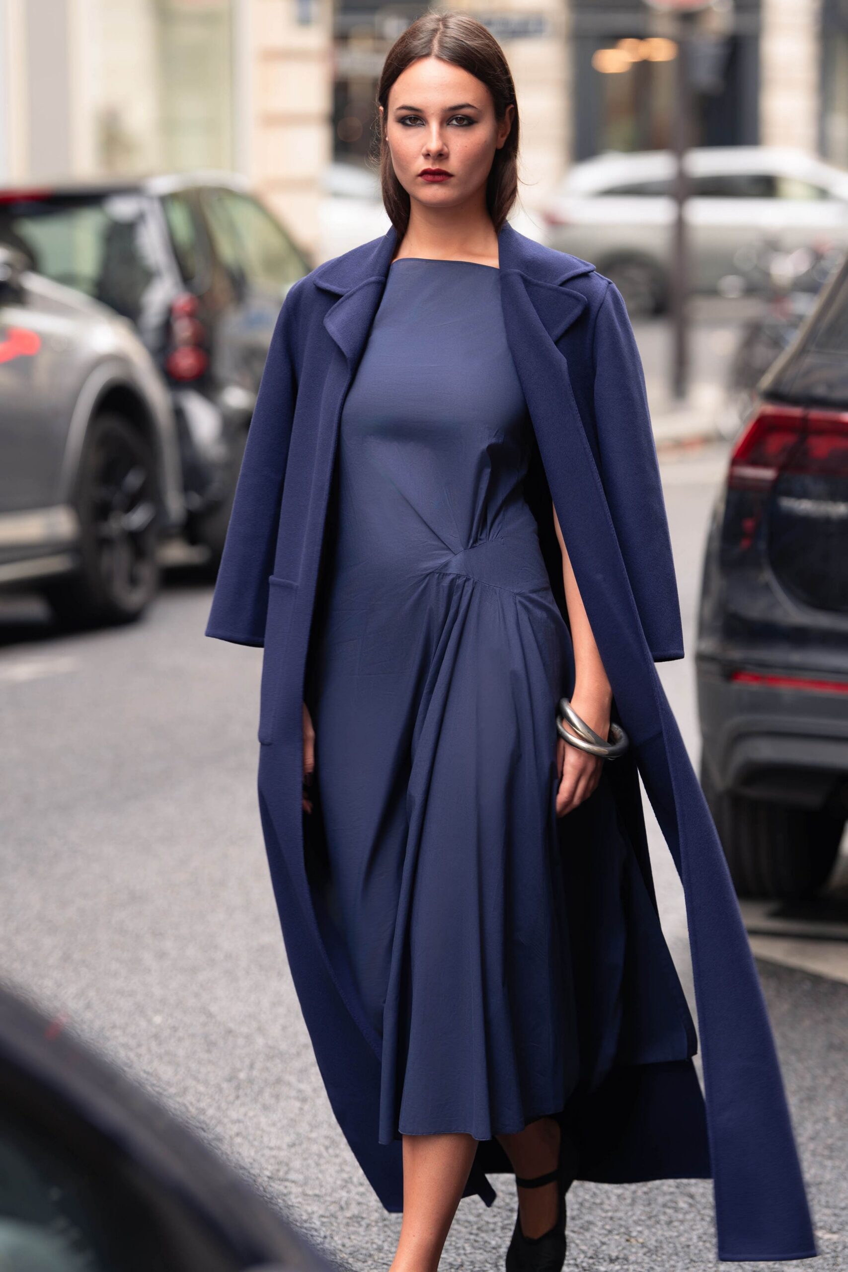 navy cape coat
