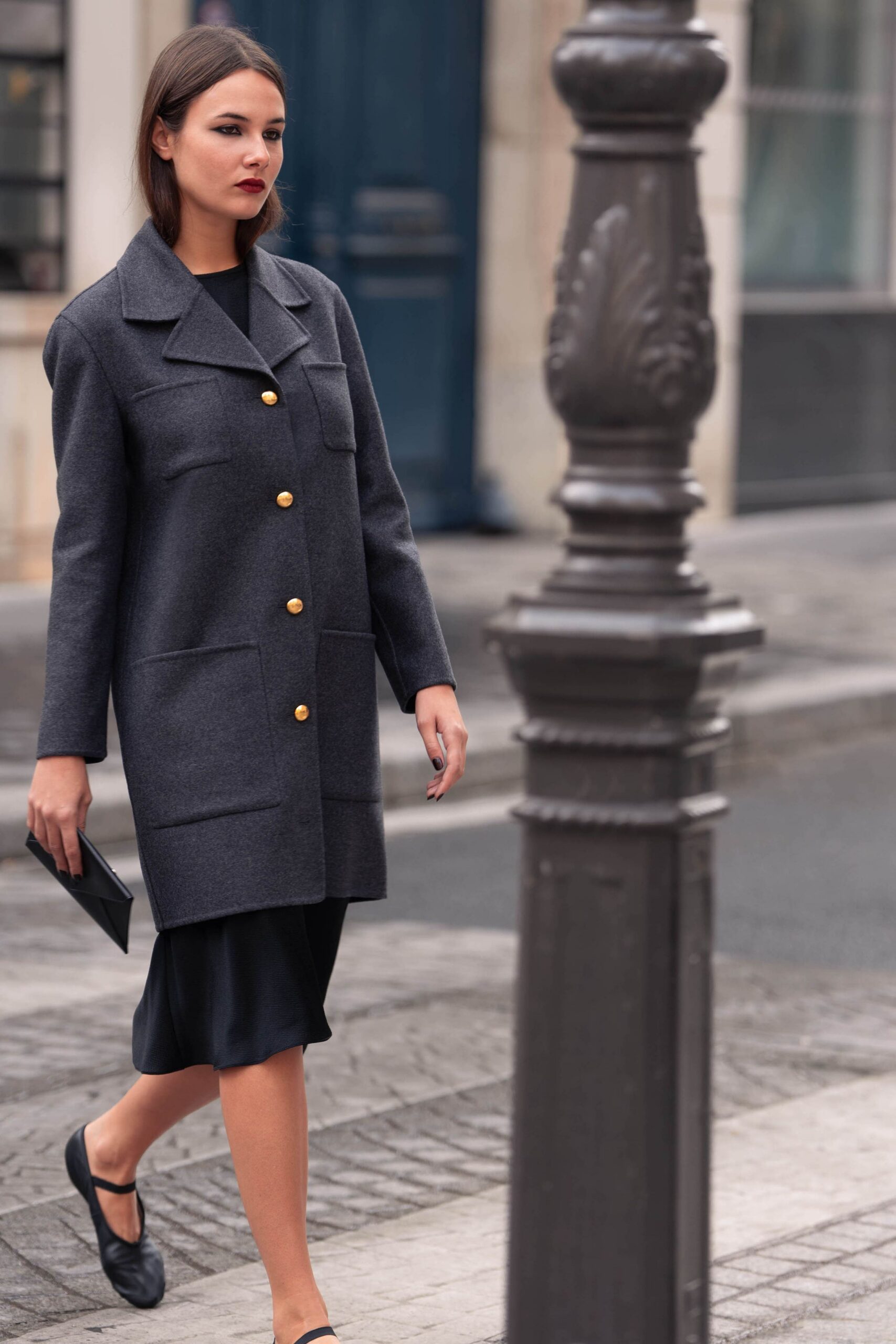 black satin shiny midi skirt