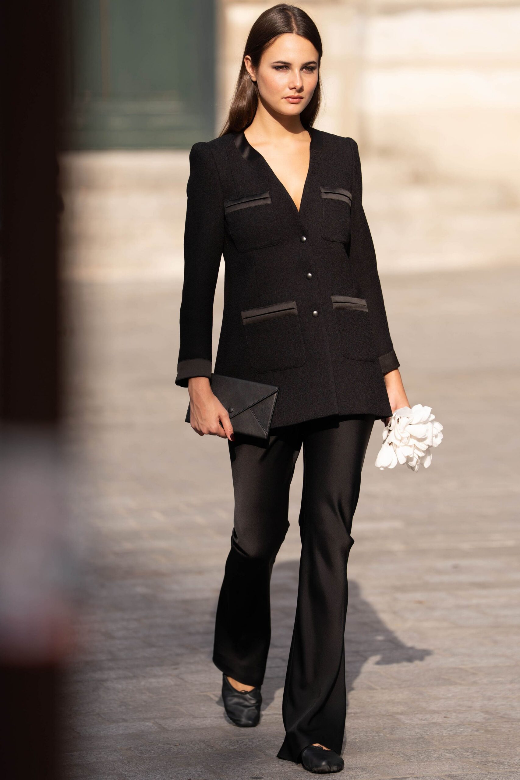 black leather clutch