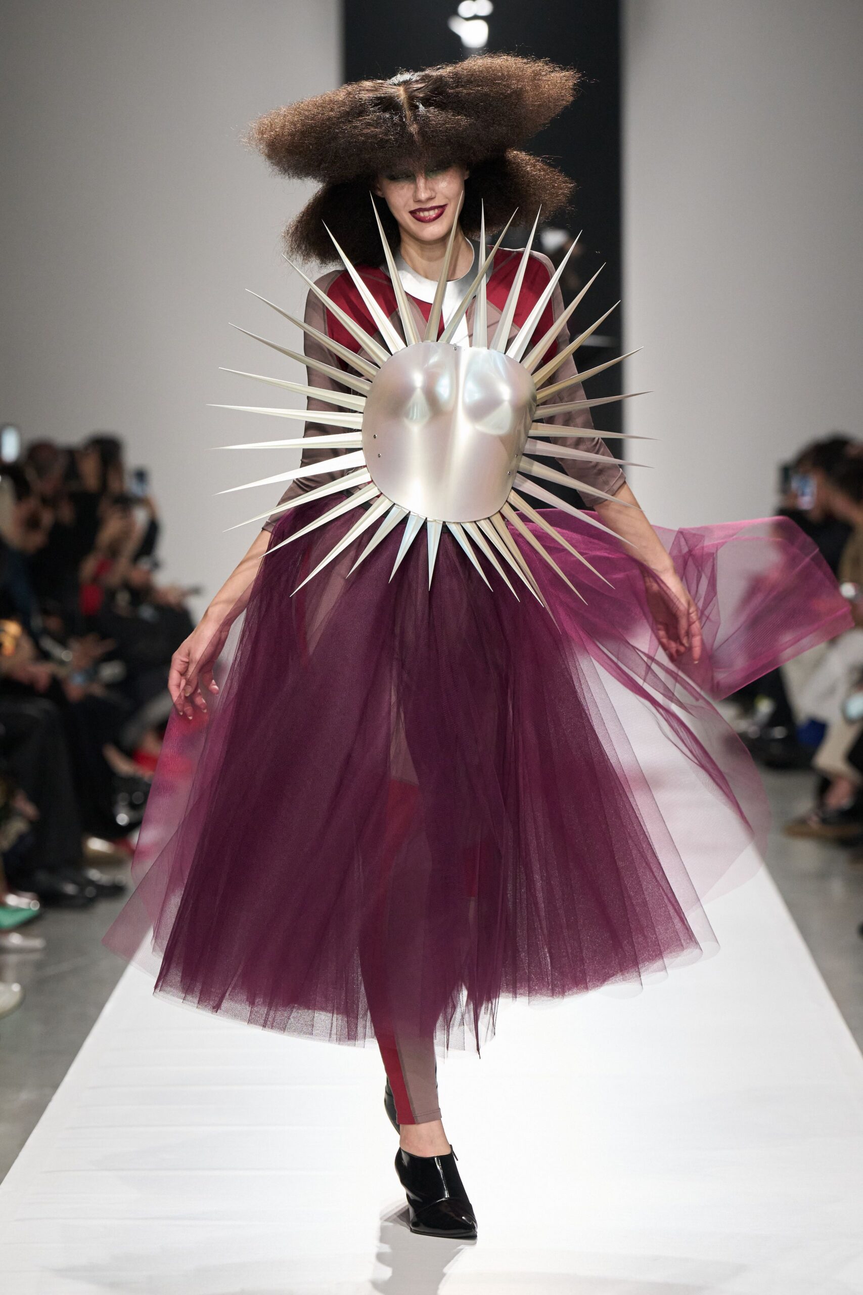 voluminous plum tulle dress