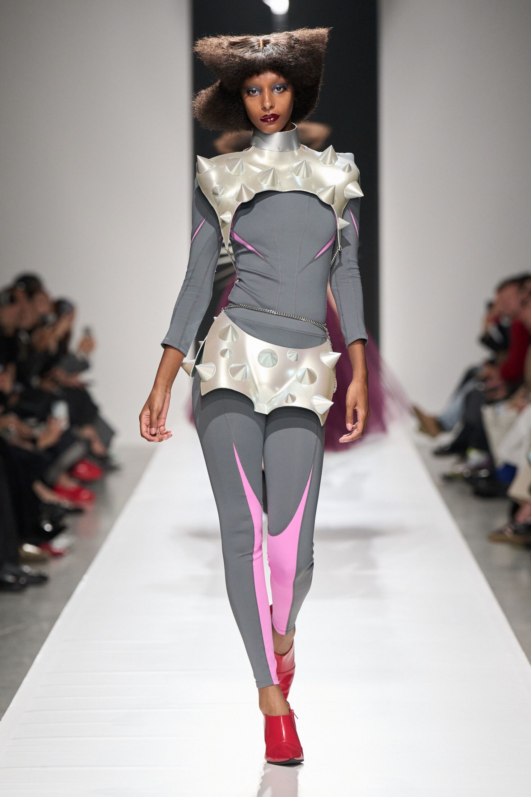 spiked metallic armor collar vest