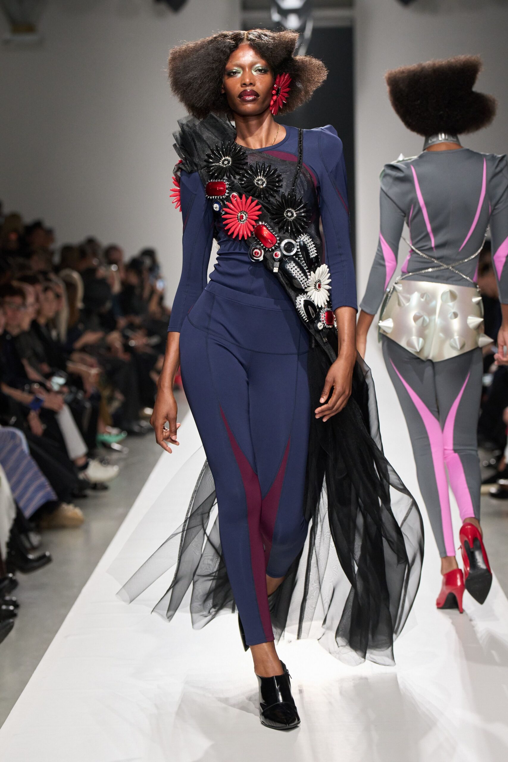 embellished sheer organza cape