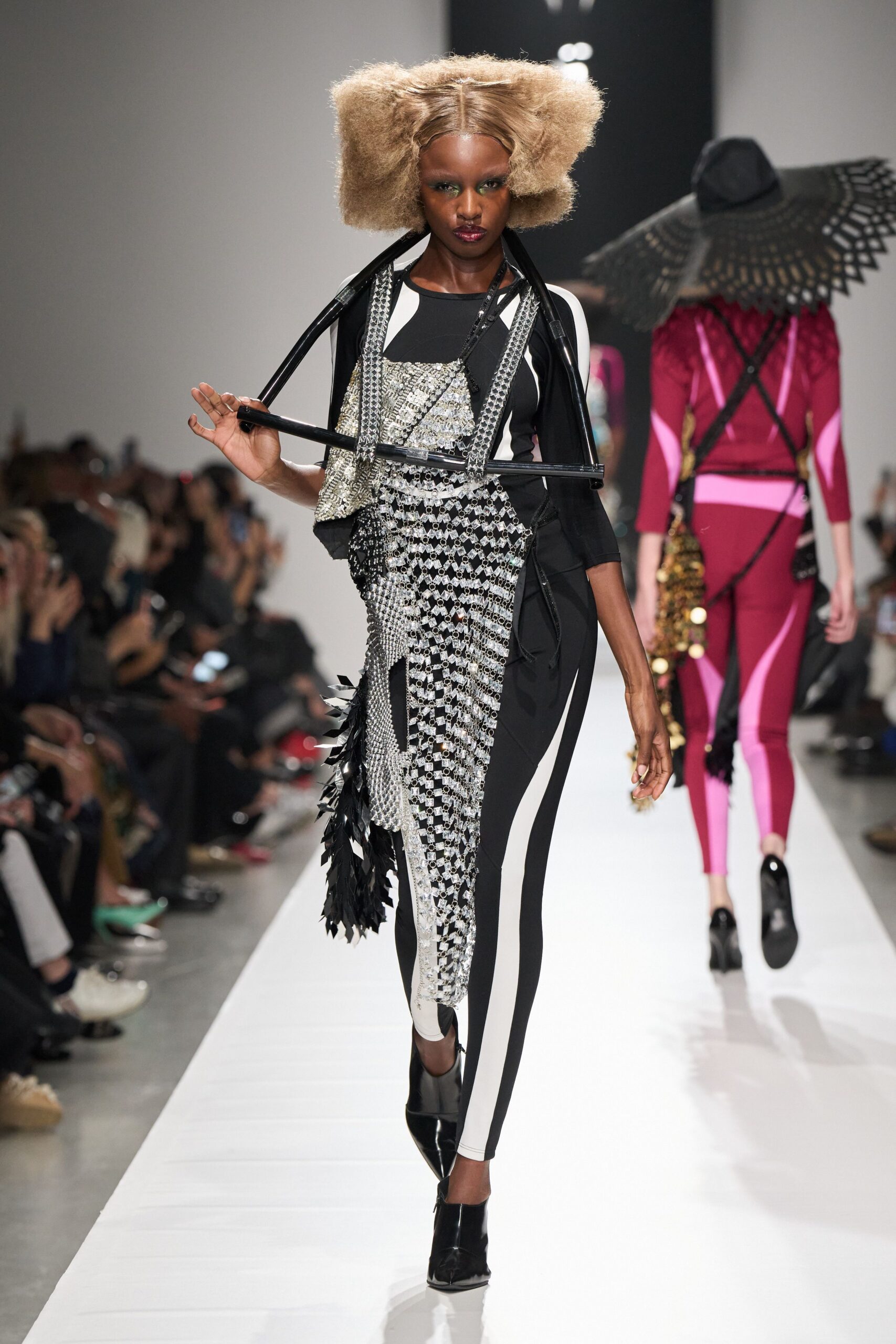 asymmetric chainmail overlay dress