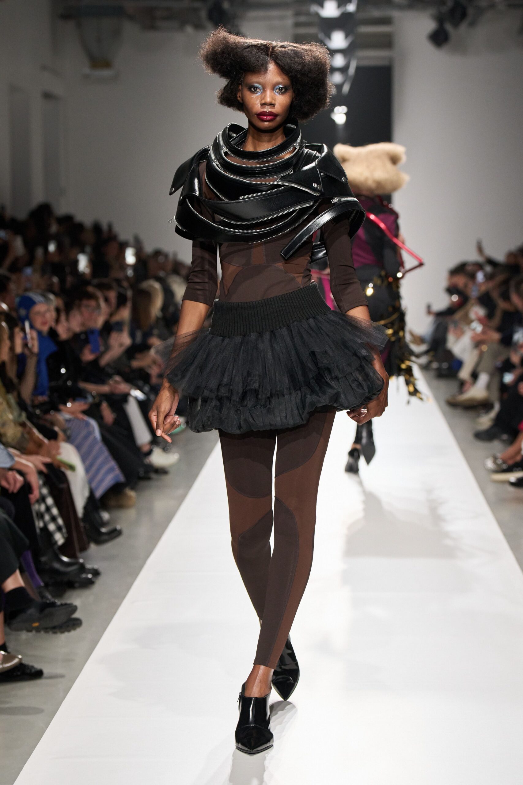 black zip harness cape