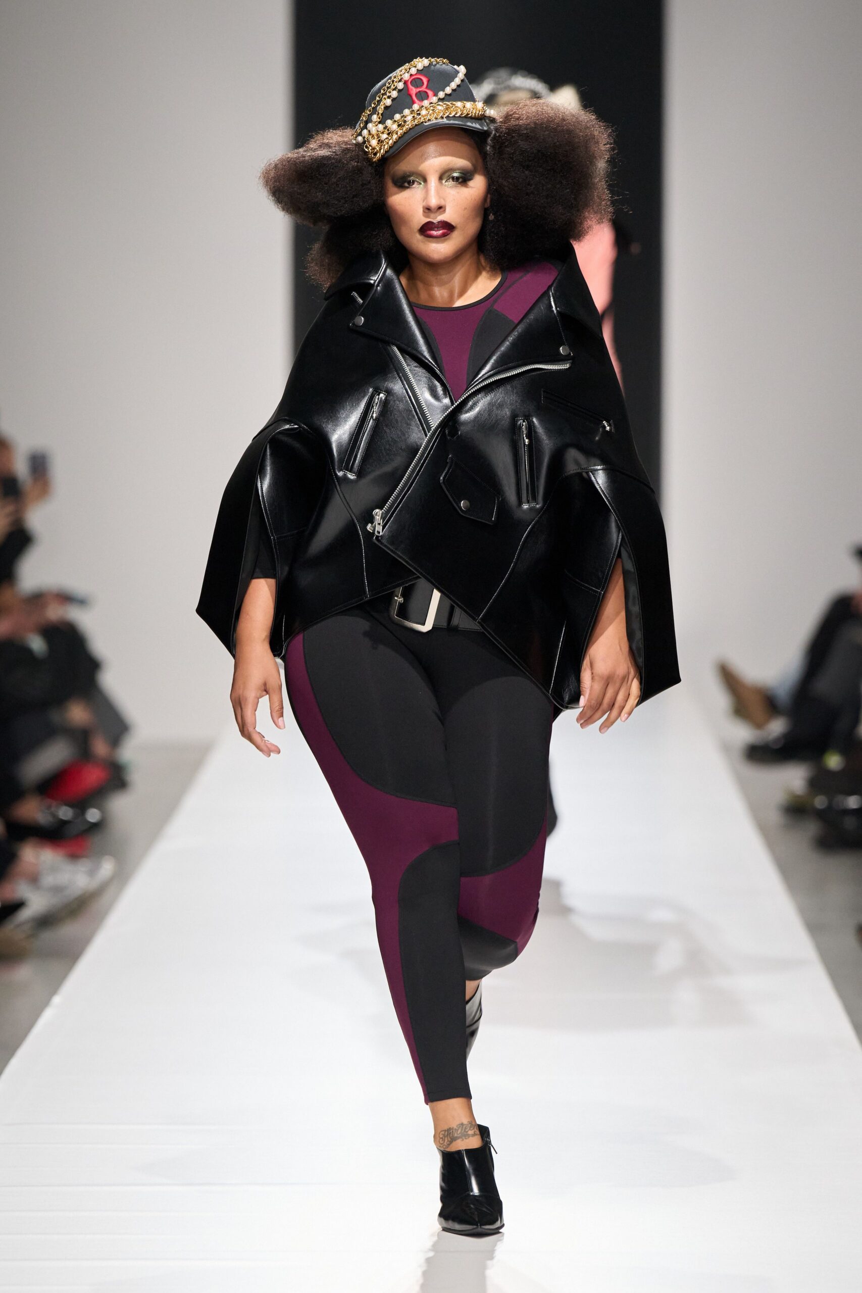 oversized leather moto cape