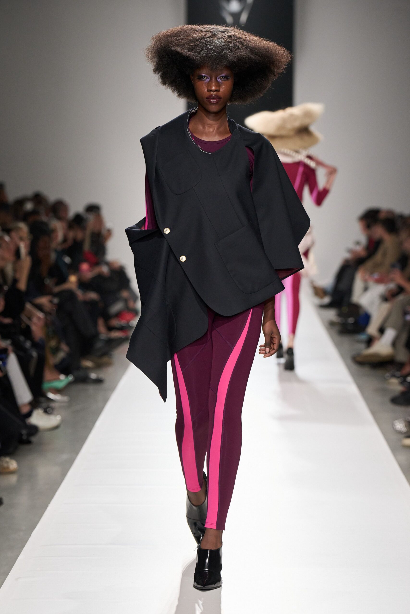 asymmetric draped black jacket