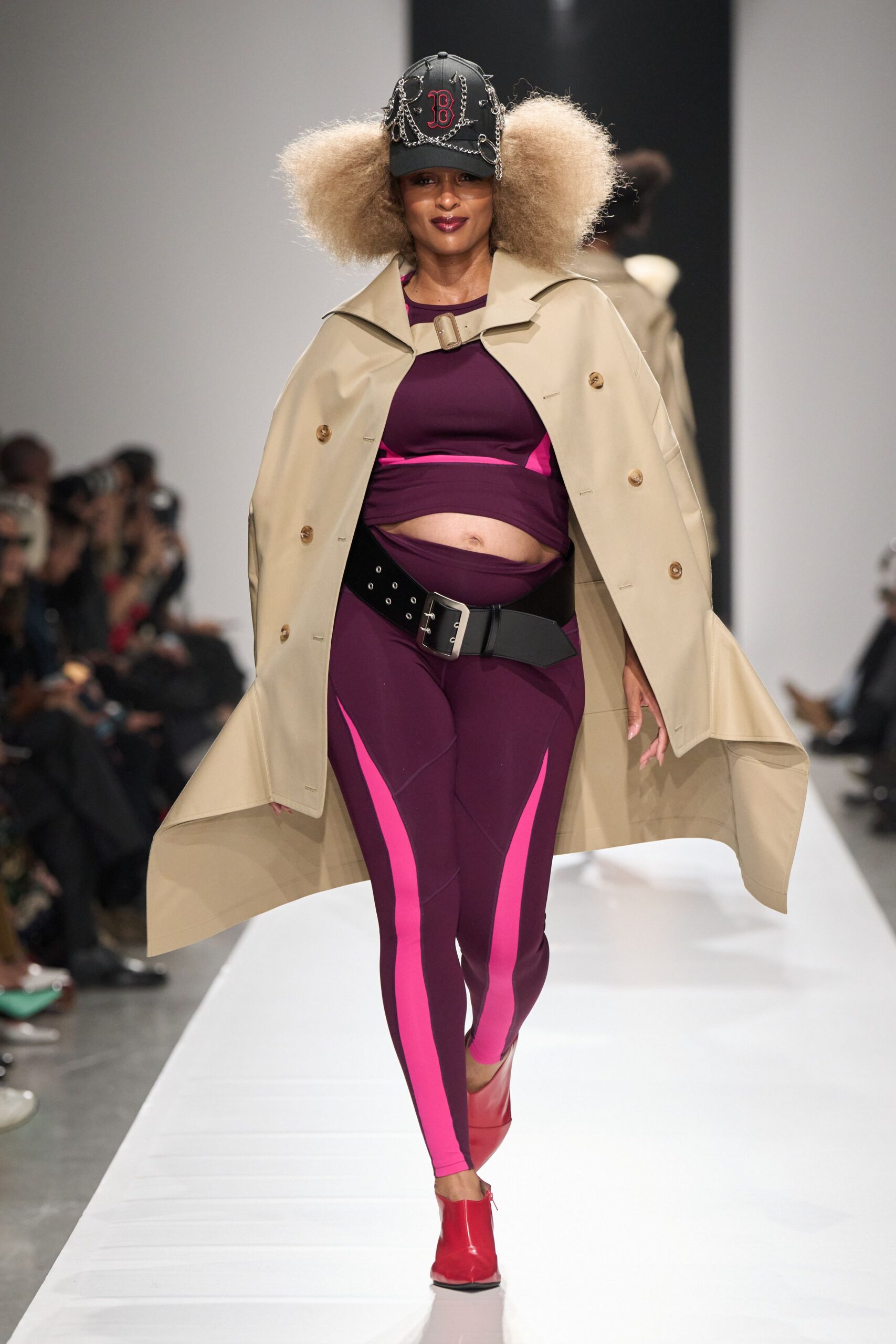 beige cape-like trench coat