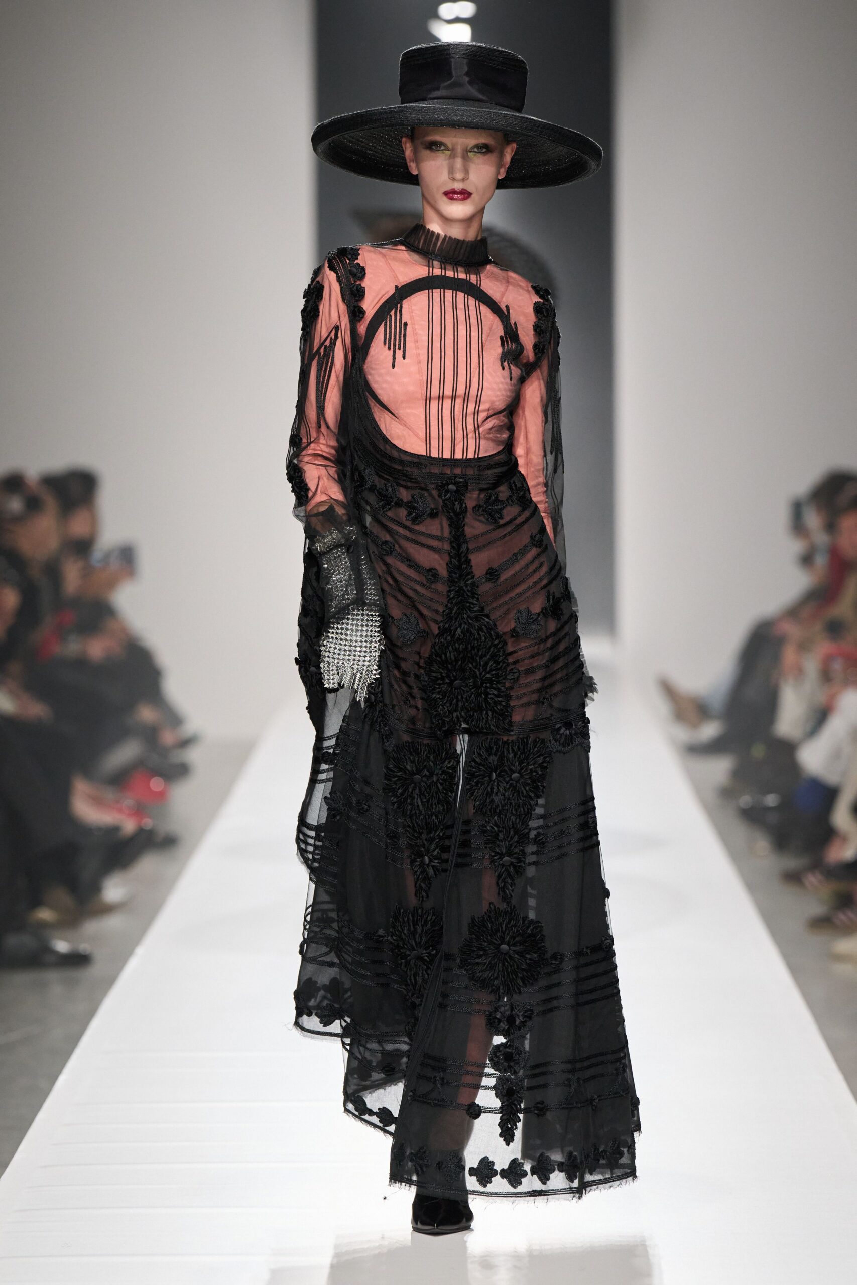 sheer embroidered illusion evening gown