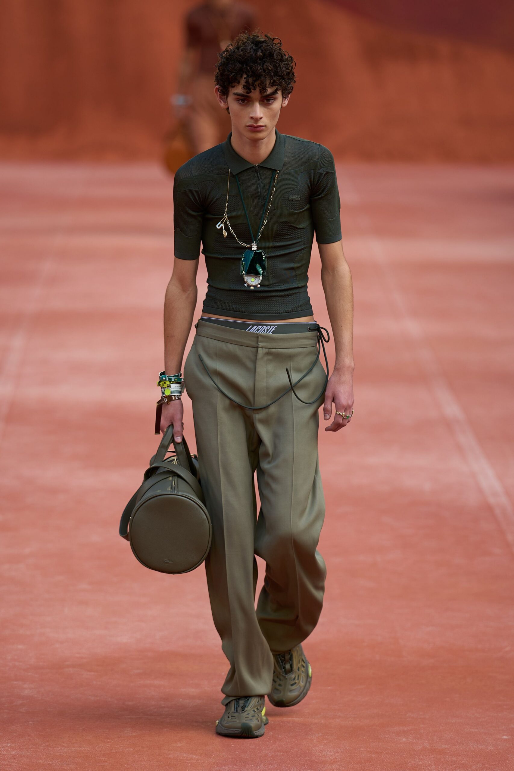 cropped zip polo knit top