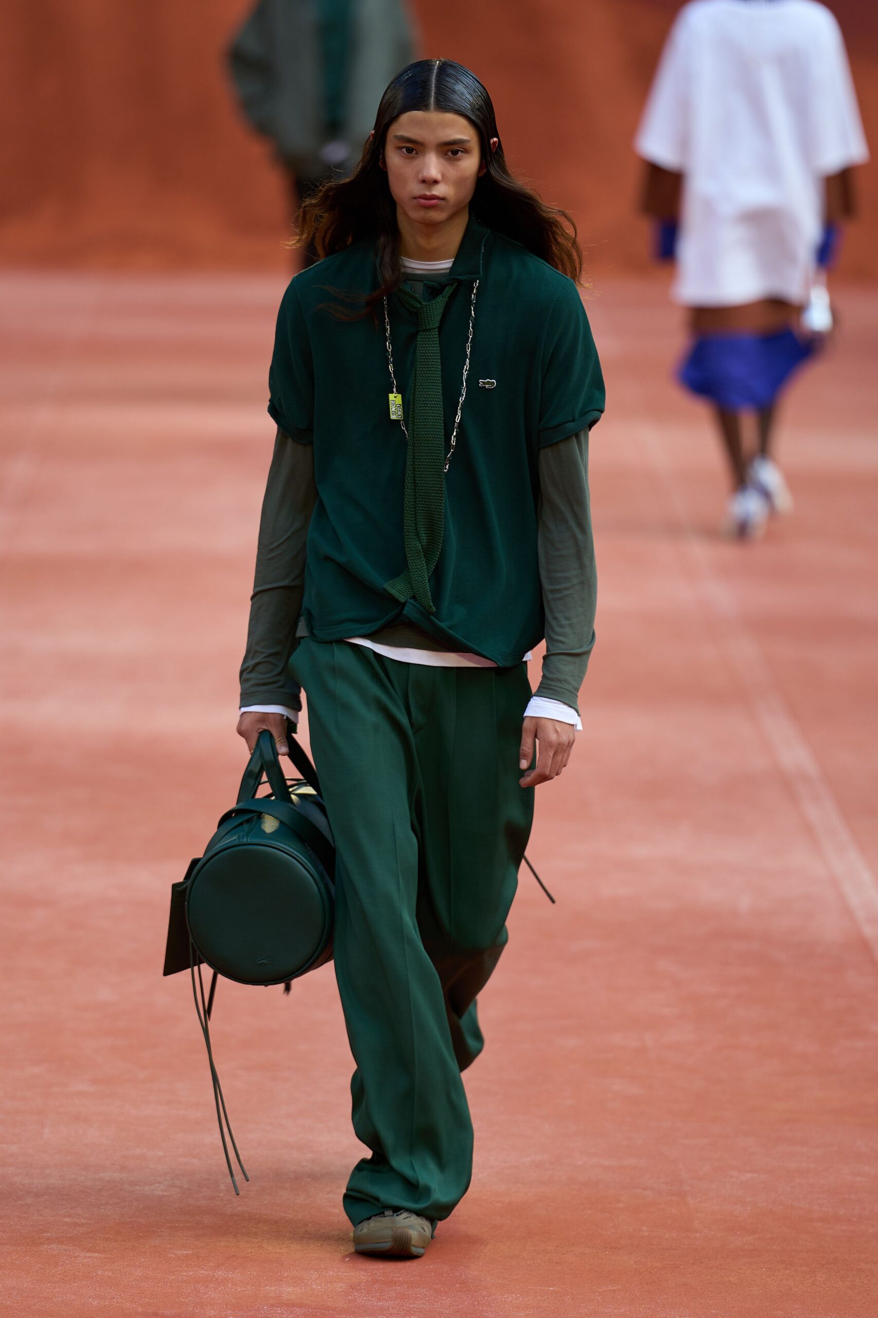 green knit tie layered polo look