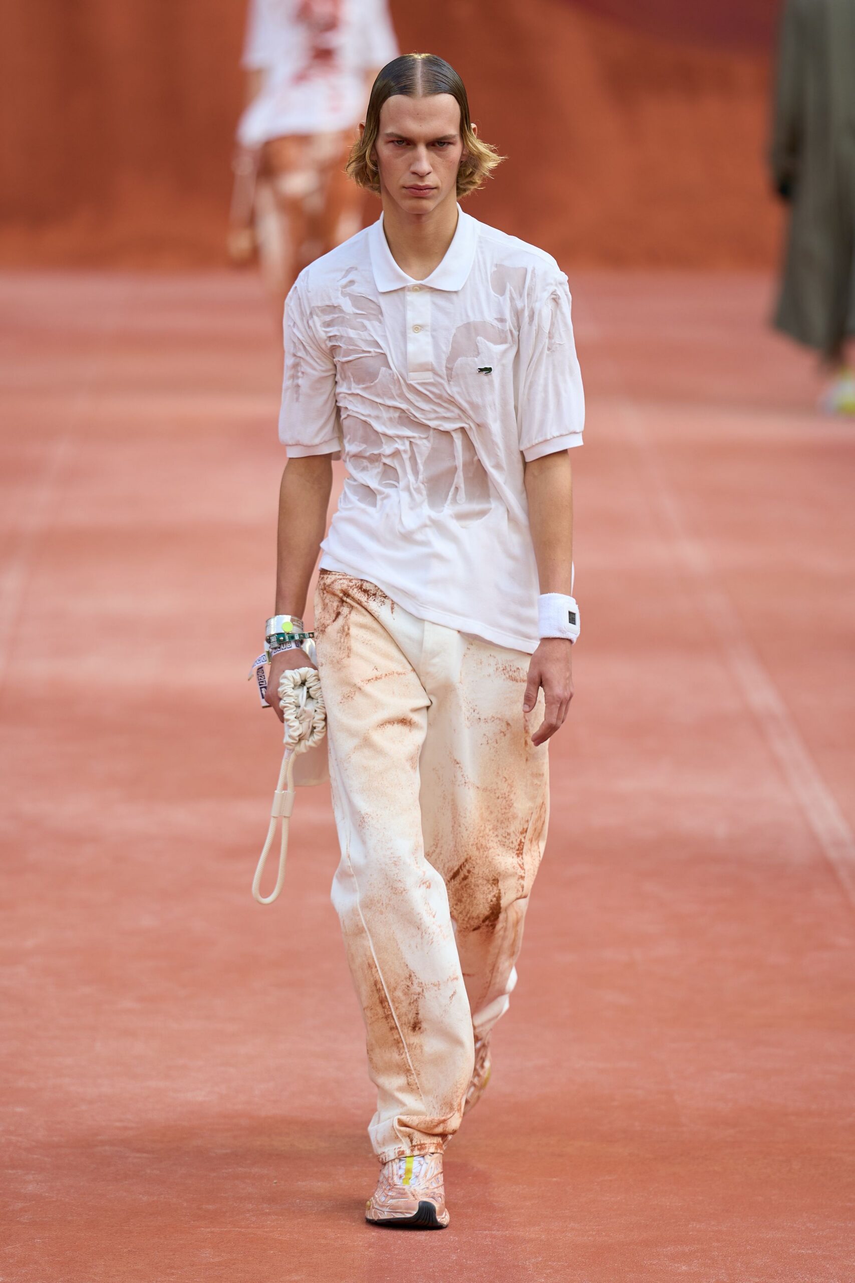 ruched white polo shirt