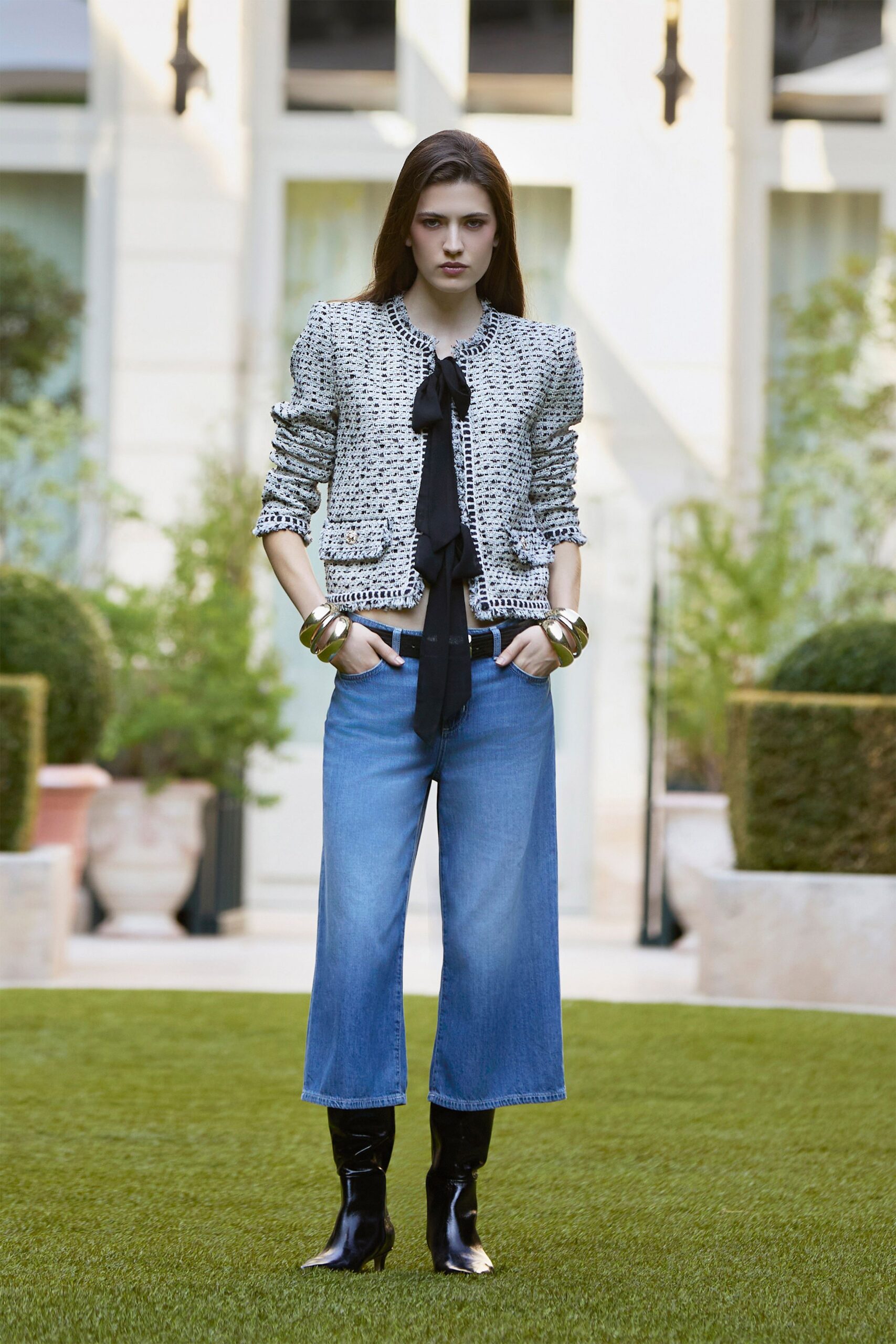 frayed tweed cropped jacket