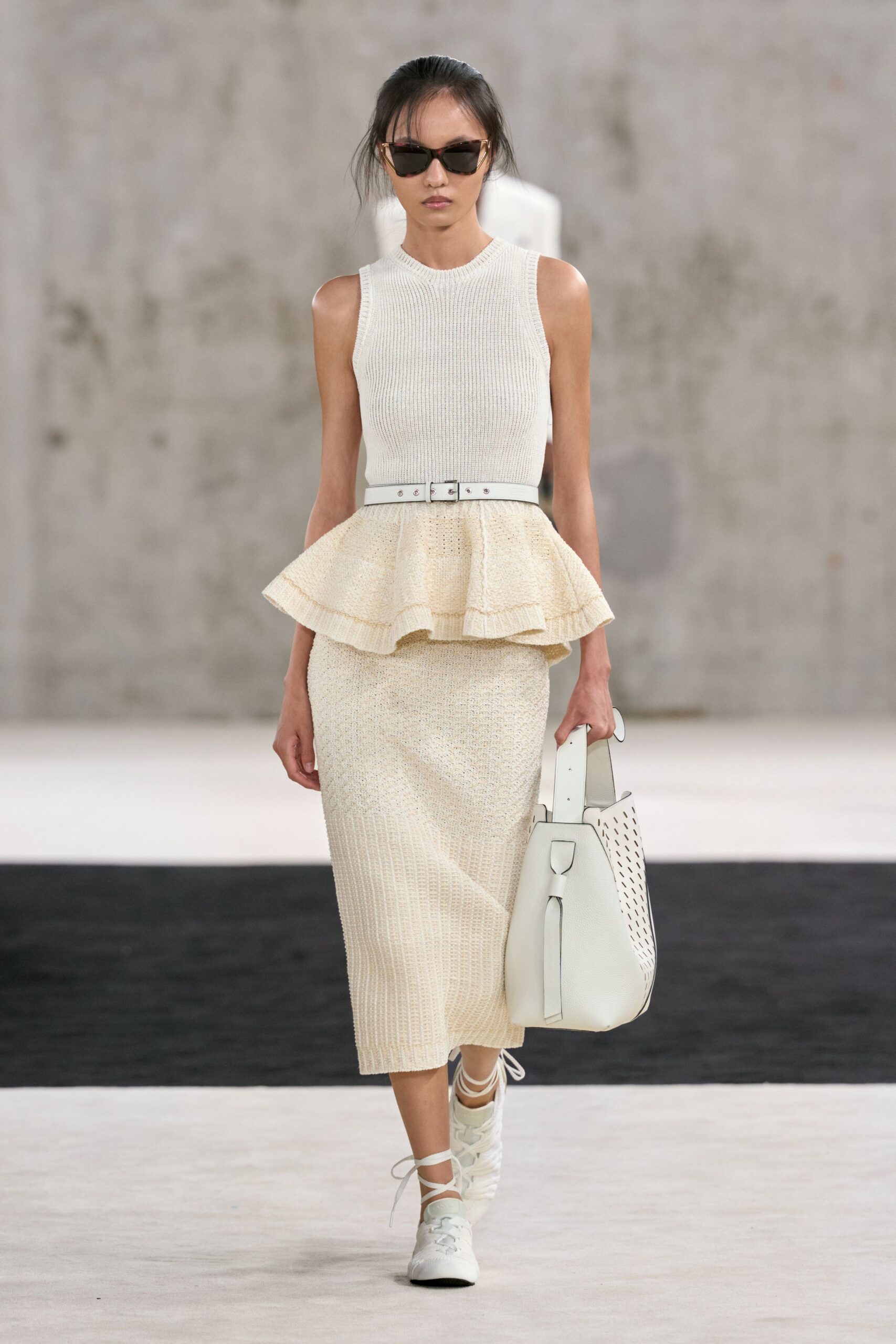 ivory knit peplum skirt set
