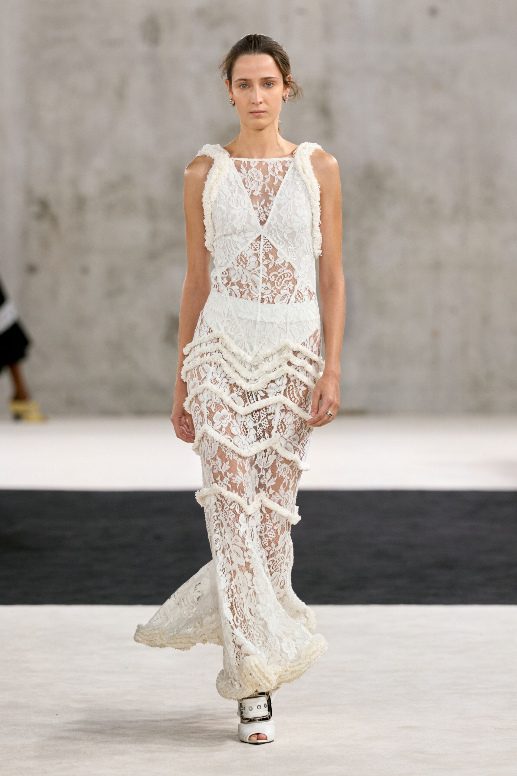 sheer floral lace mermaid gown