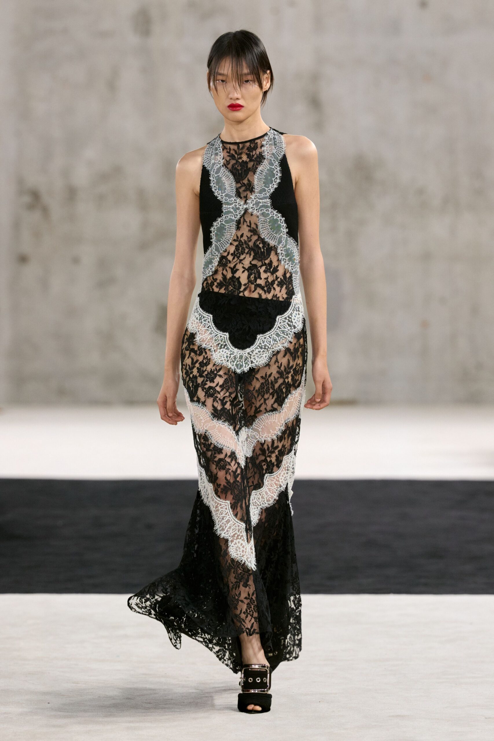 illusion lace cutout evening gown