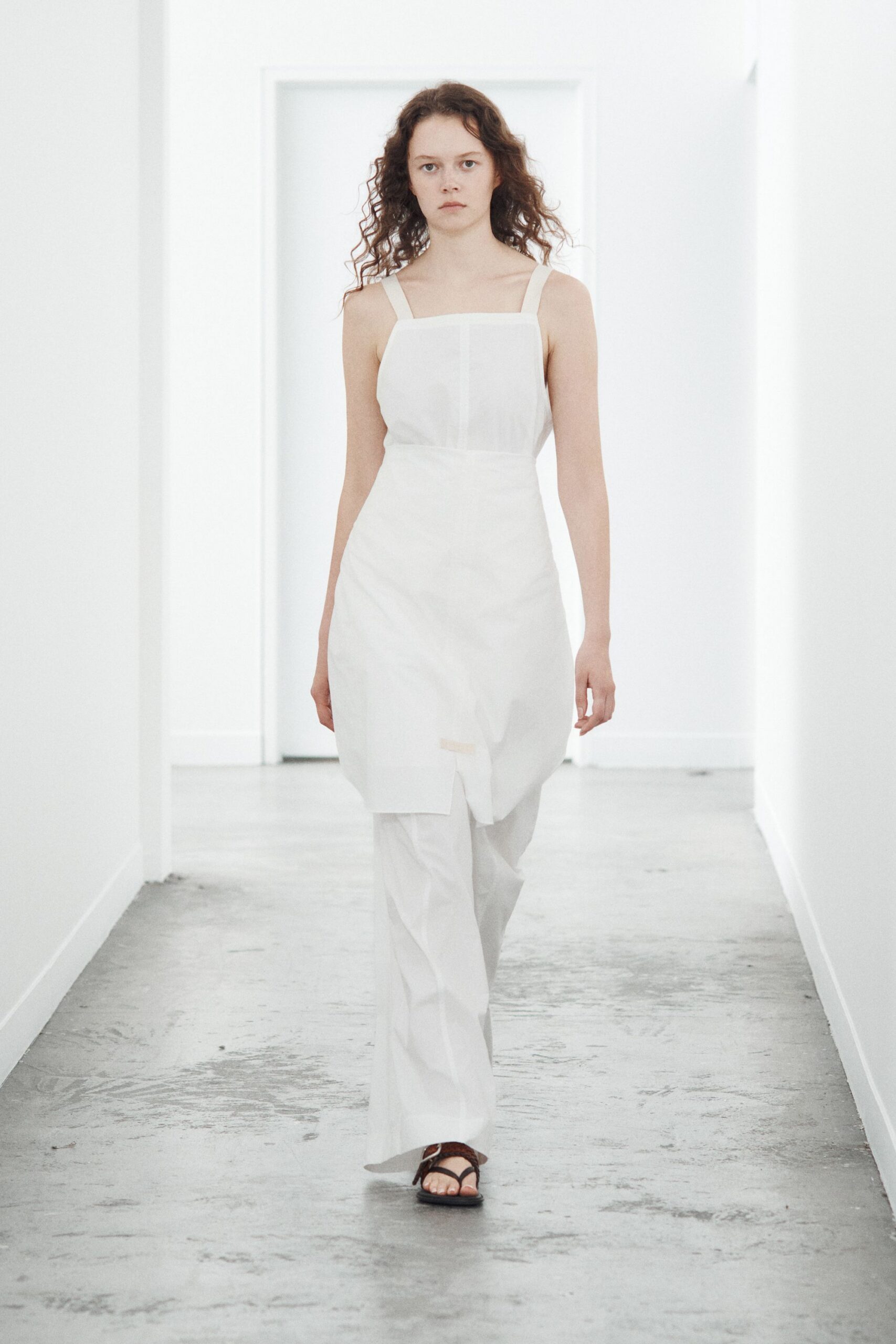 white square-neck maxi dress