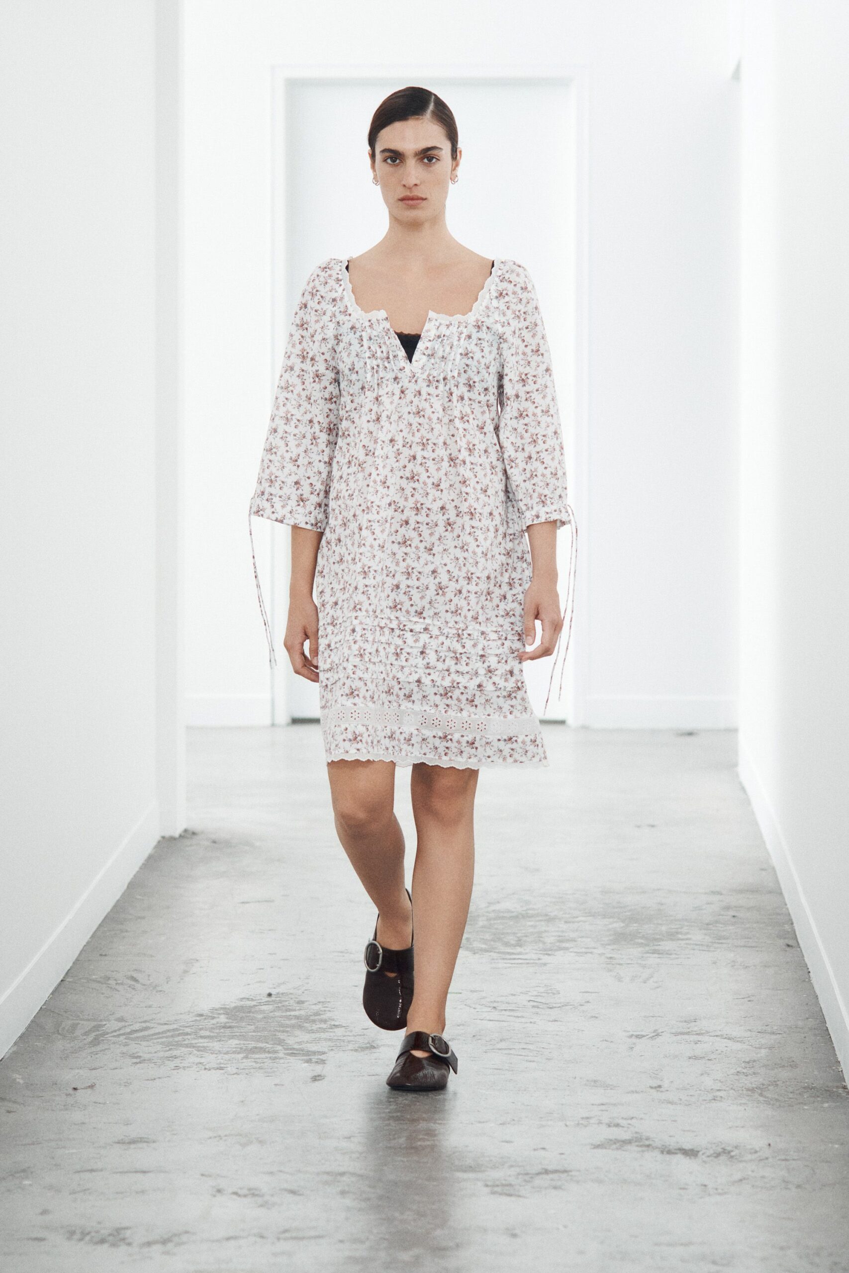 floral peasant mini dress